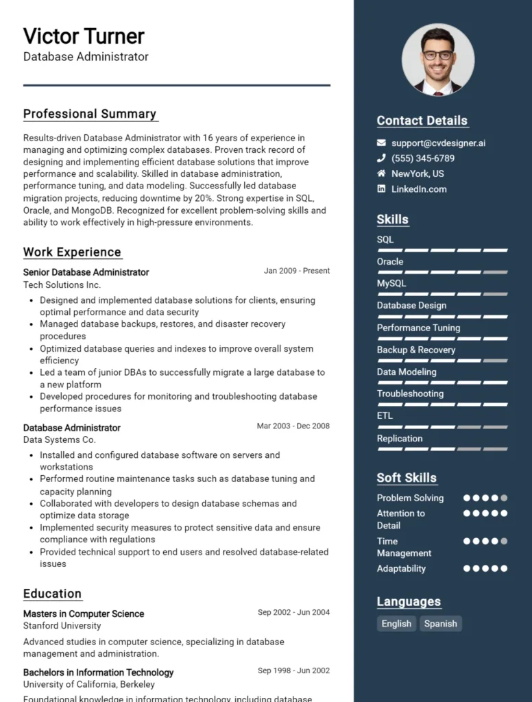 Database Administrator CV Example