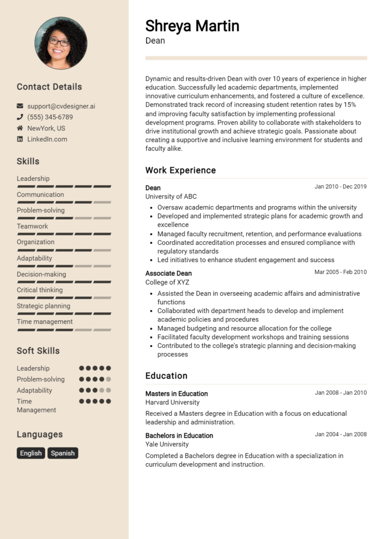 Dean Resume Example for 2025: Proven Tips & Templates