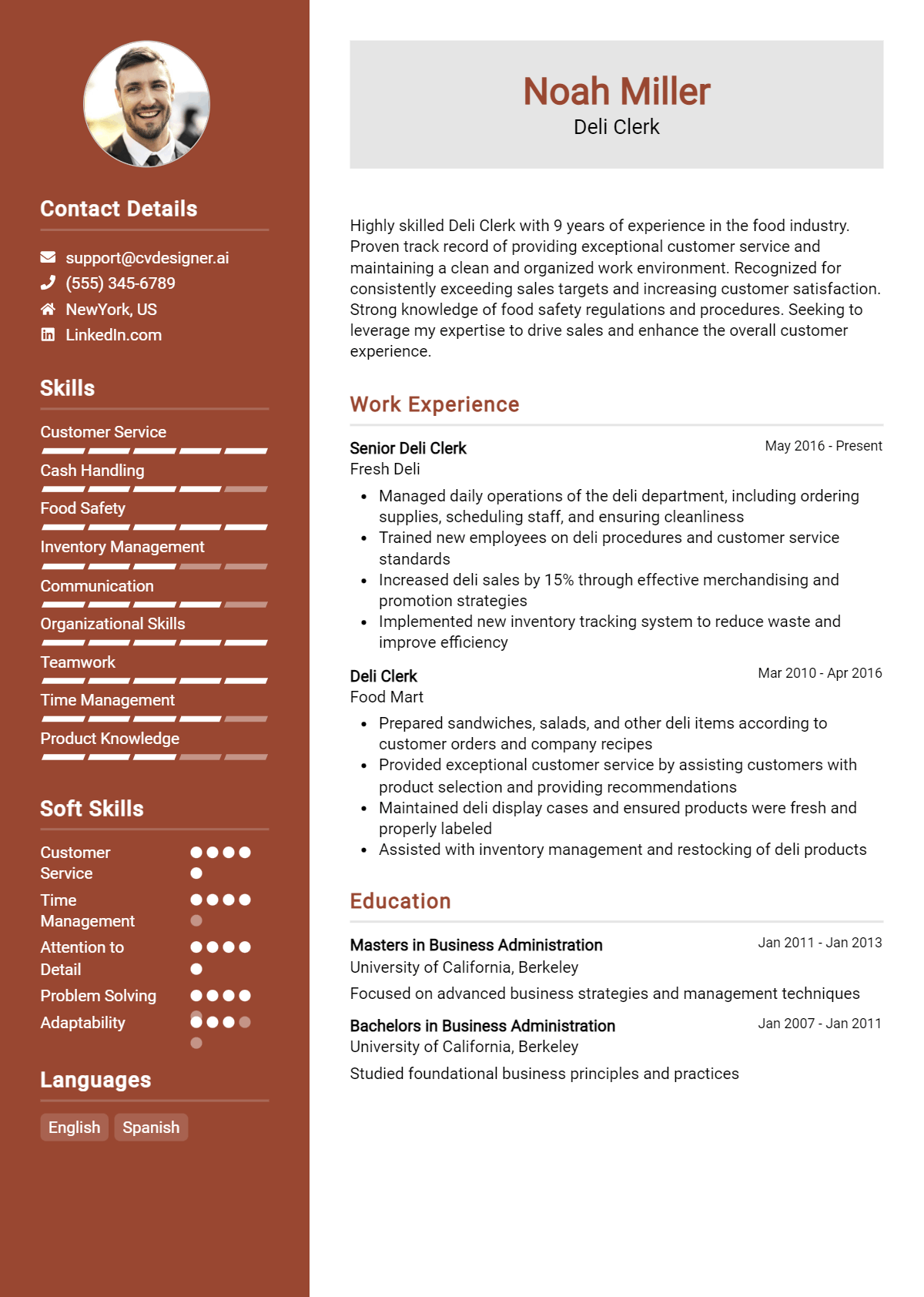 Deli Clerk Resume Example