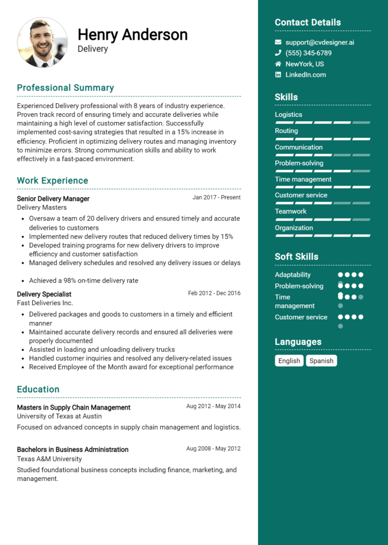 Delivery Resume Example for 2025: Proven Tips & Templates