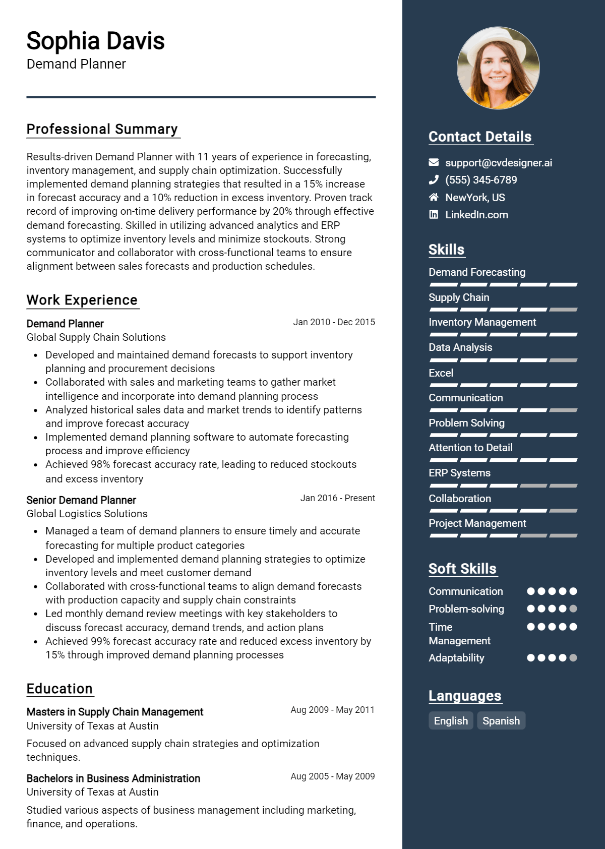 Demand Planner Resume Example
