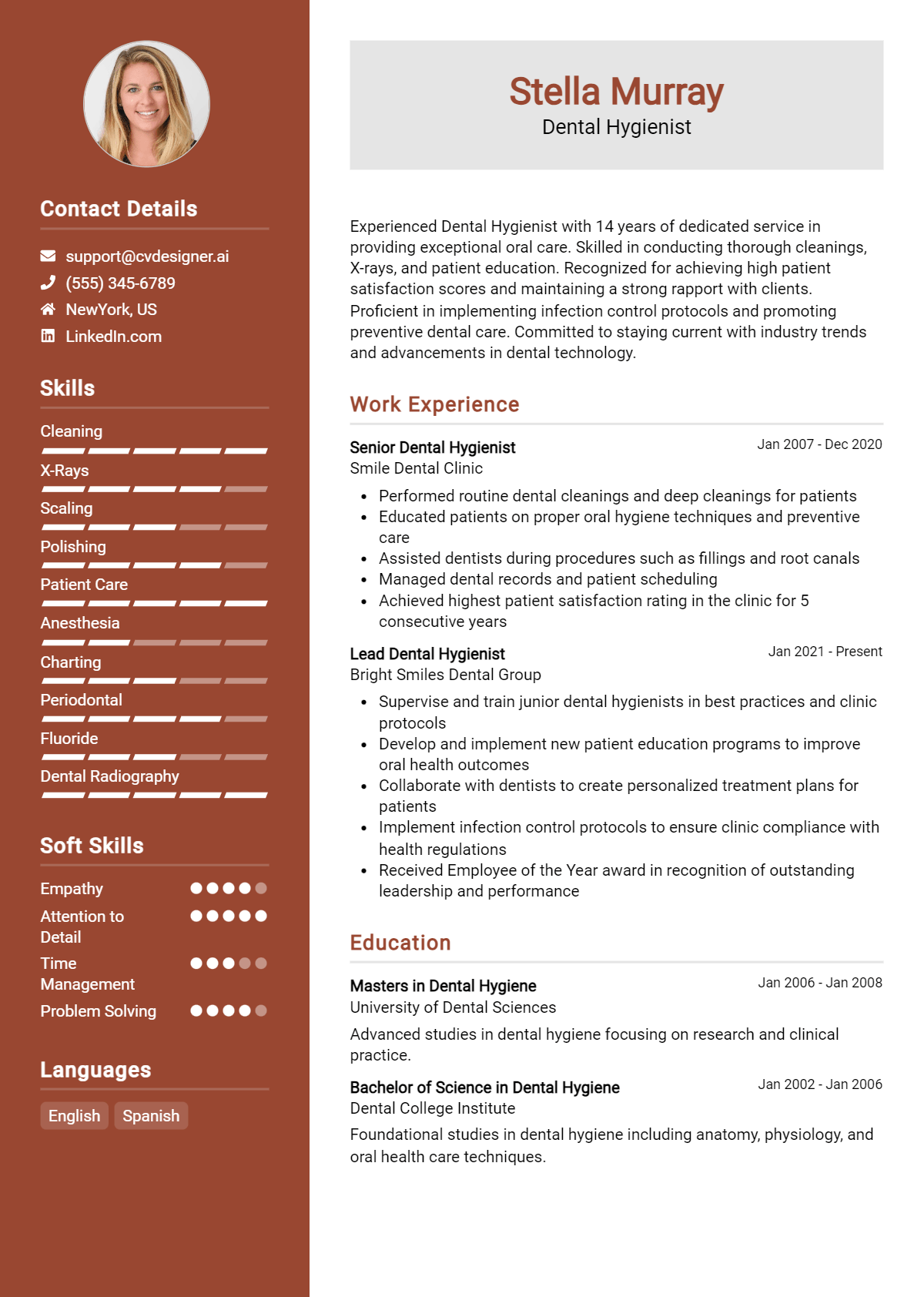 Dental Hygienist Resume Example