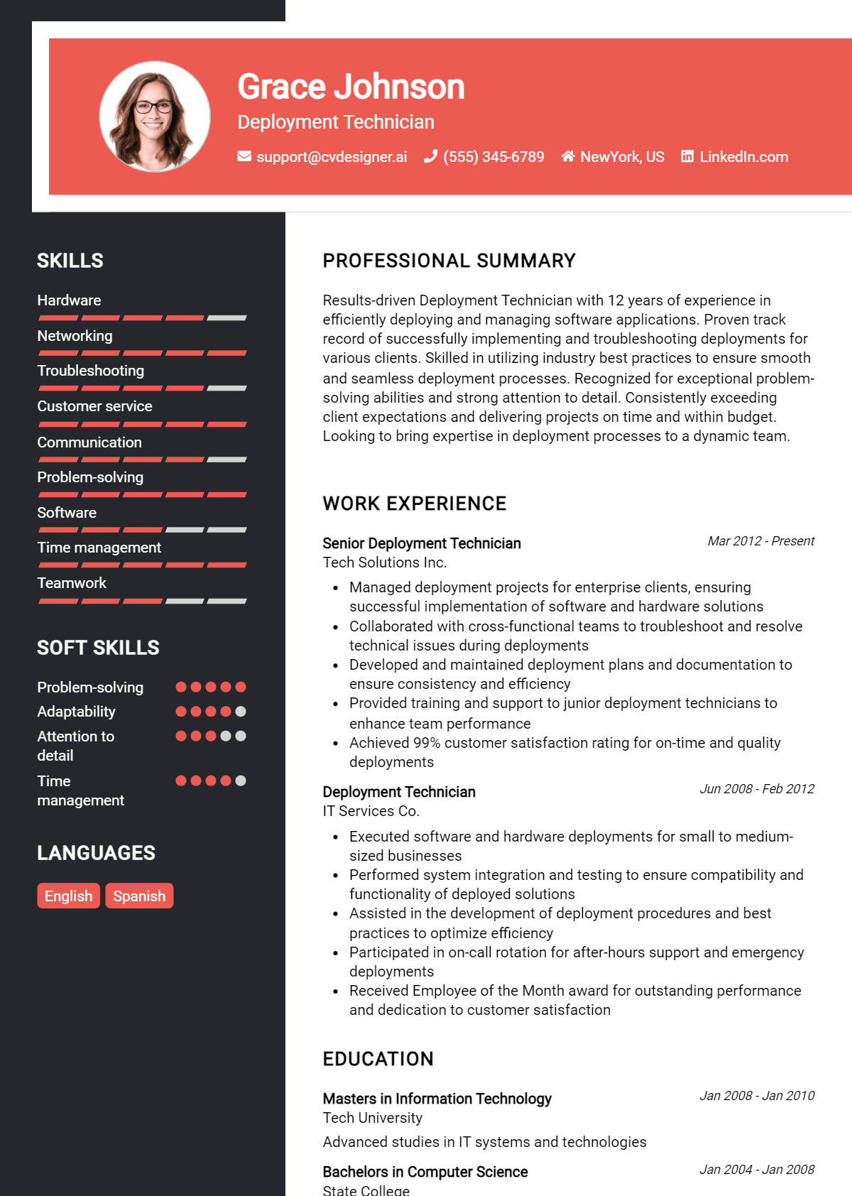 Deployment Technician Resume Example