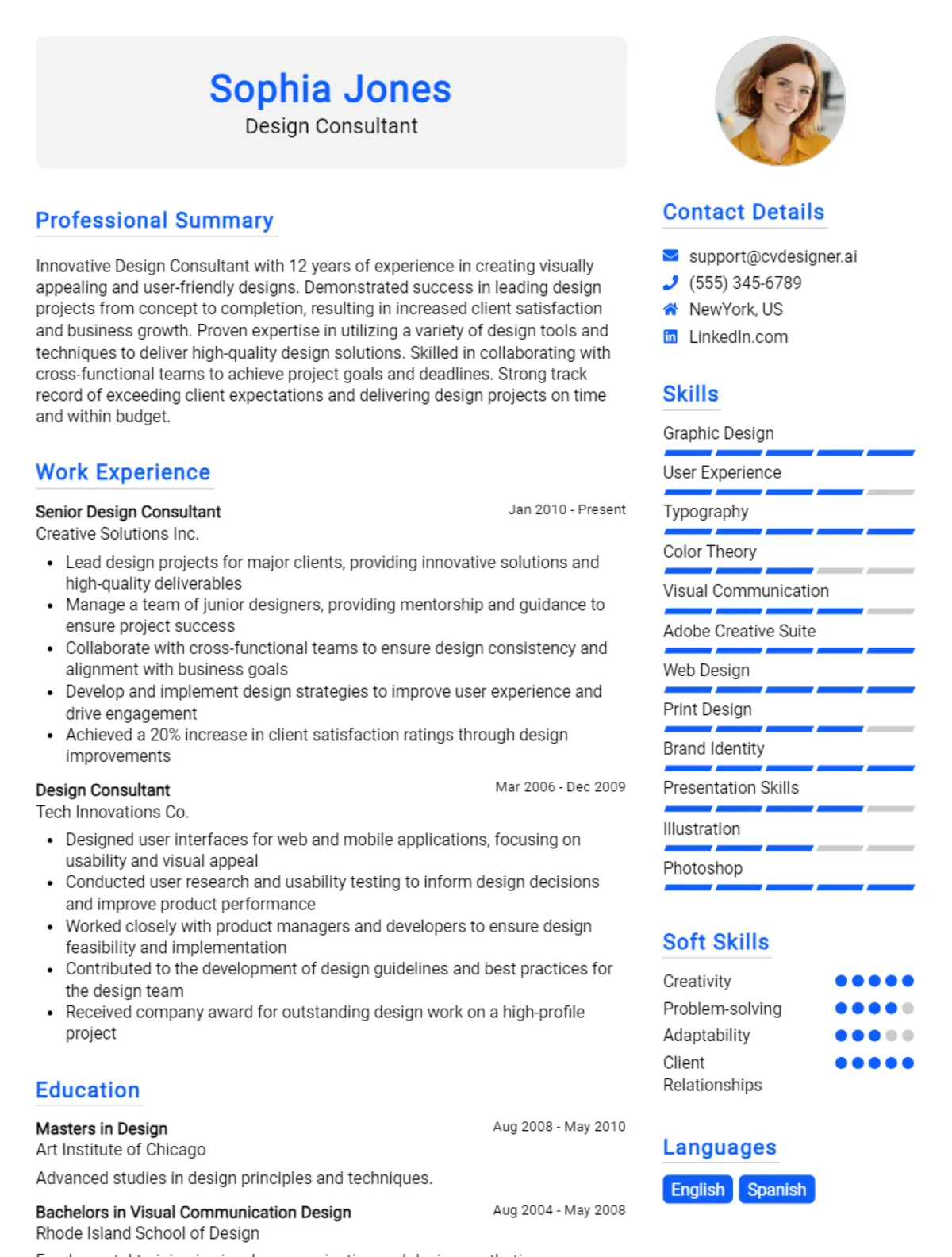 Design Consultant CV Example