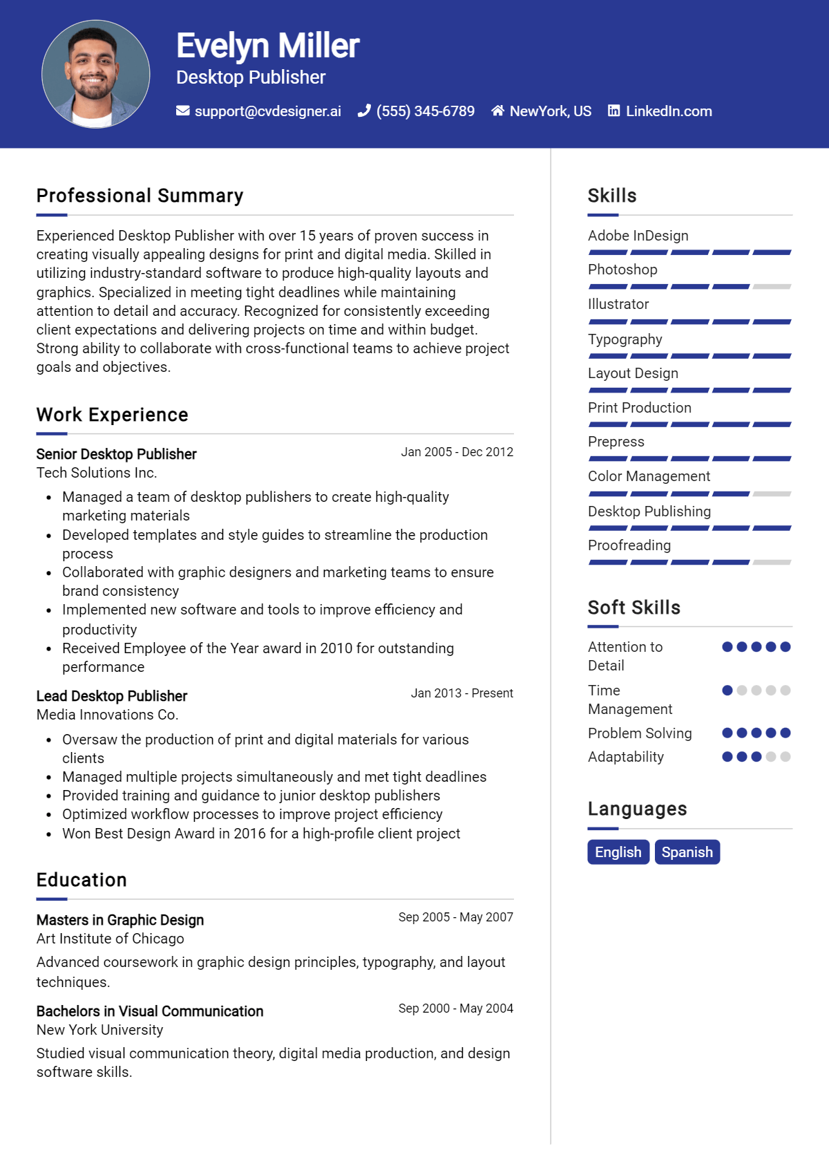 Desktop Publisher Resume Example