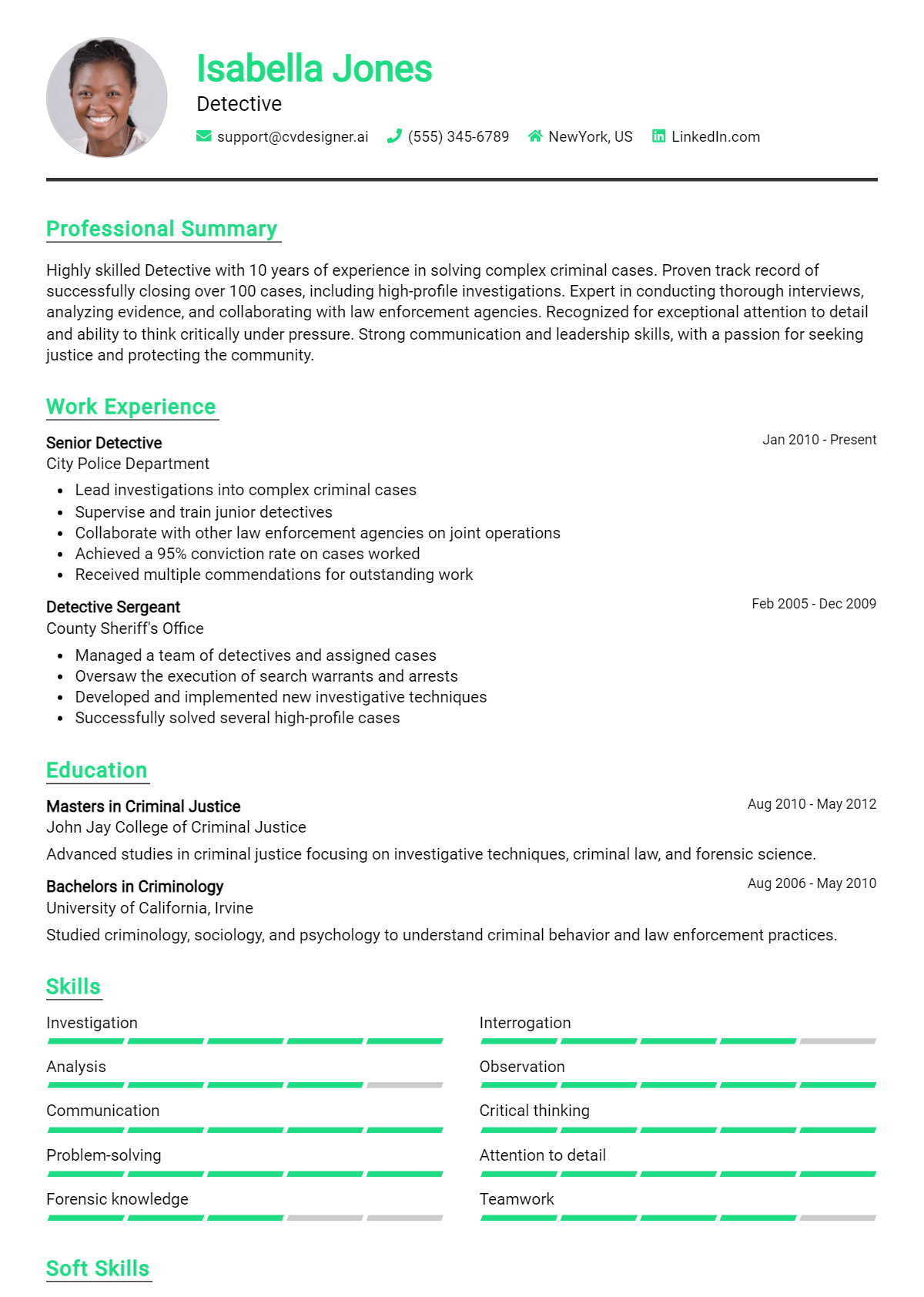 Detective Resume Example
