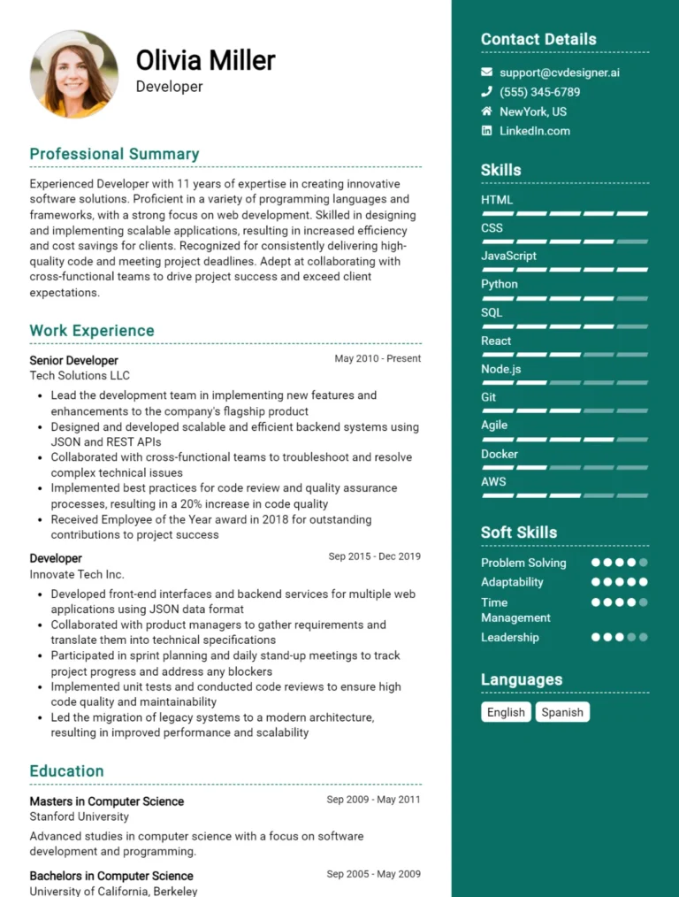 25 Backend Developer CV Examples And Free Templates For 2025