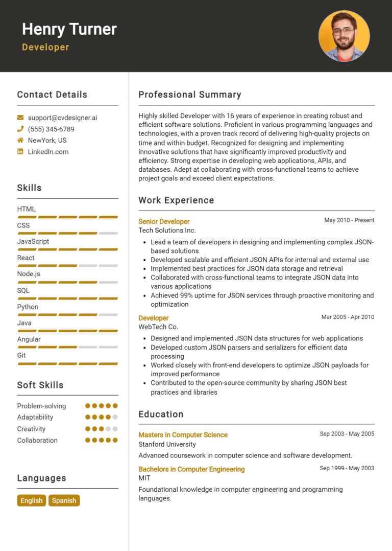 Developer Resume Example for 2025: Effective Tips