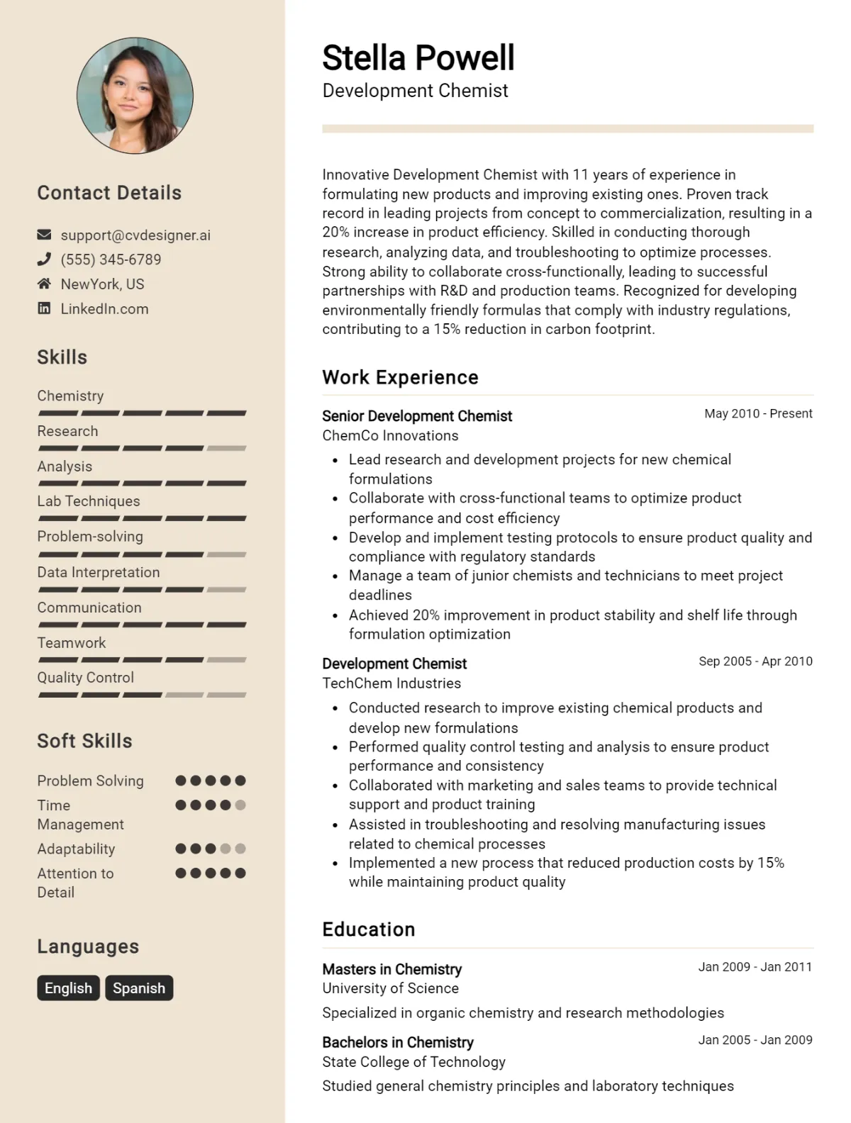 Development Chemist CV Example