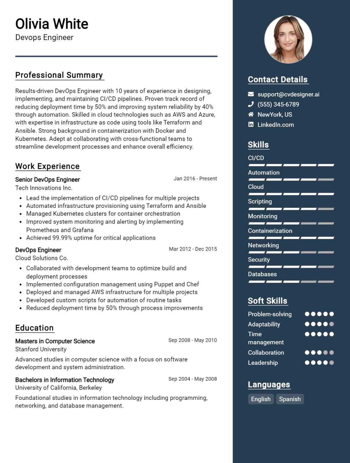 Devops Engineer CV Example