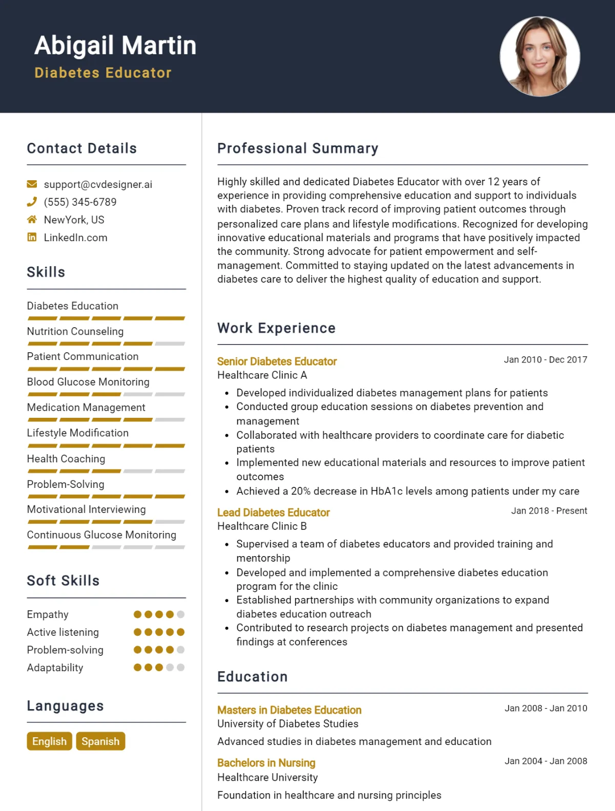 Diabetes Educator CV Example