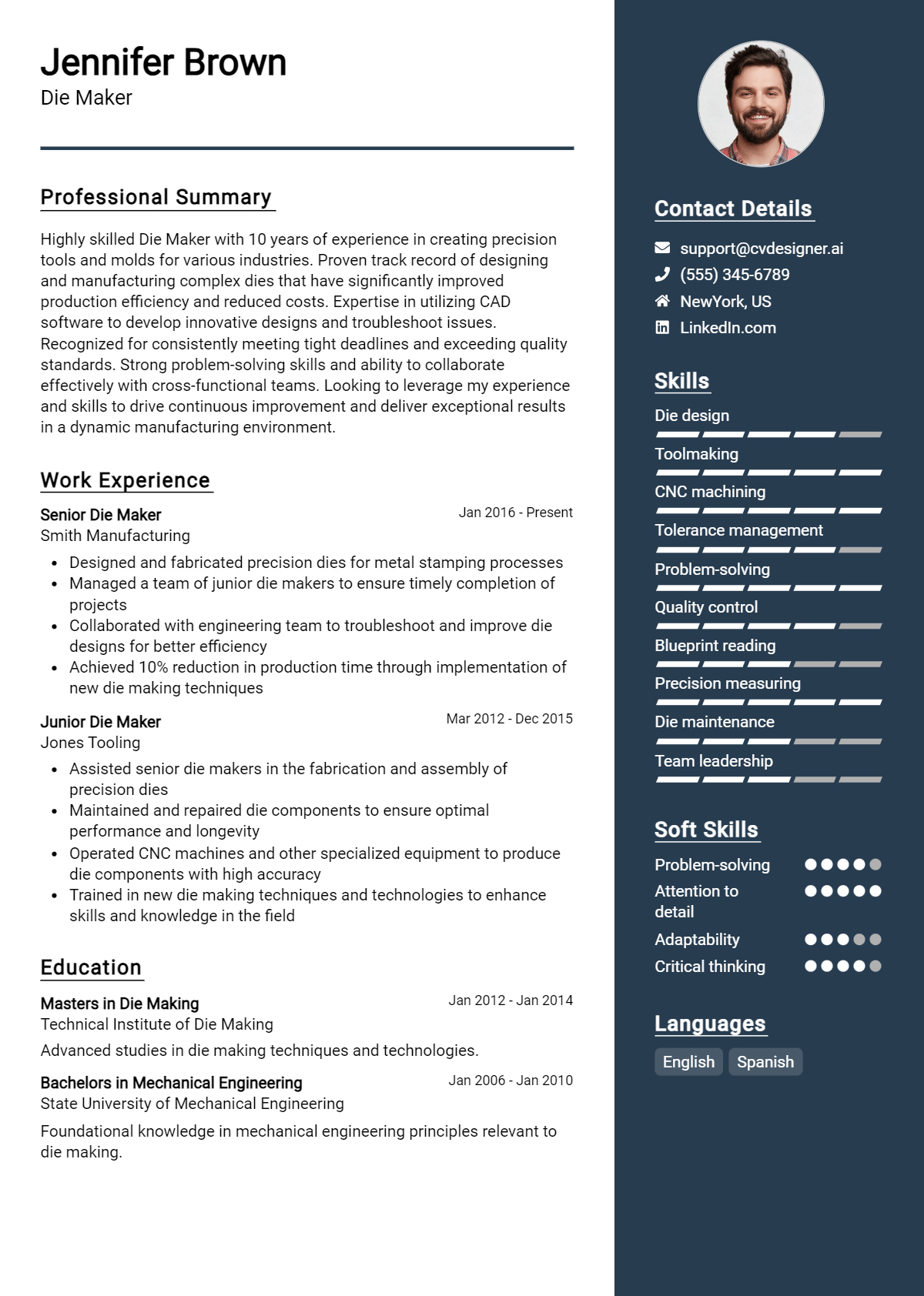 Die Maker Resume Example