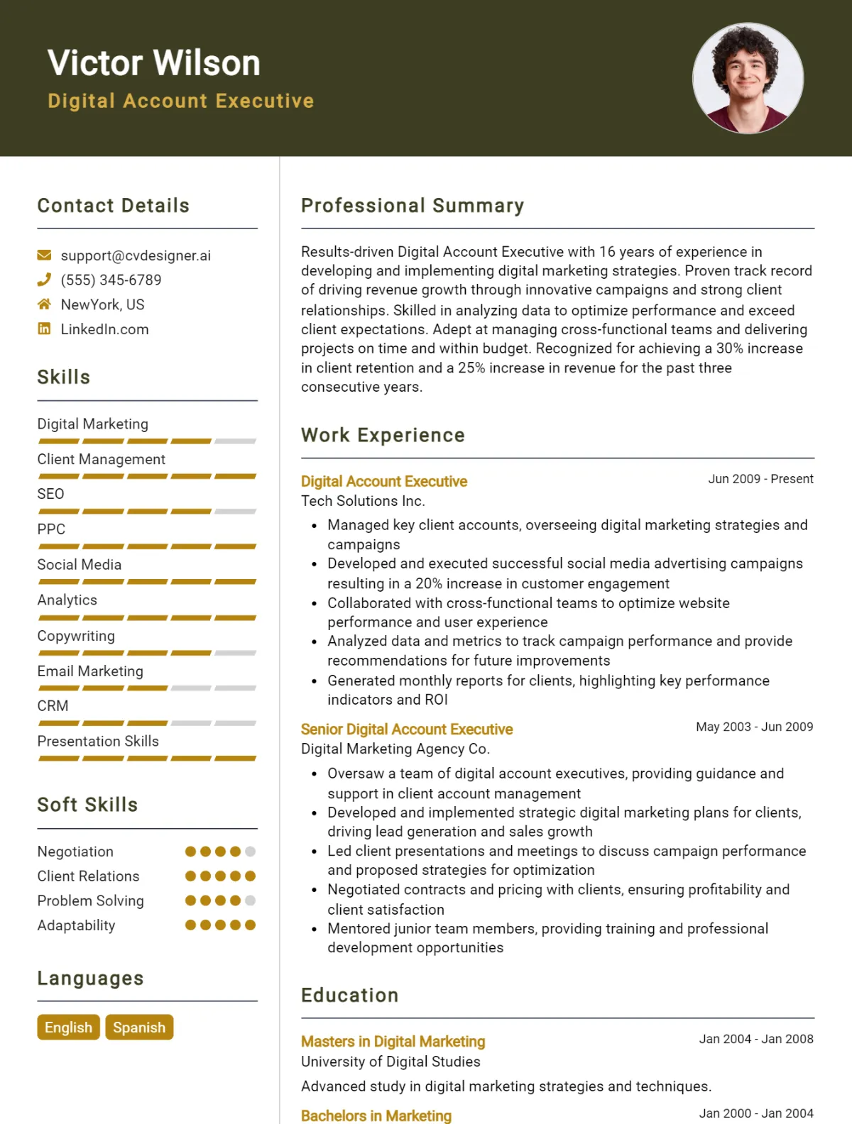 Digital Account Executive CV Example