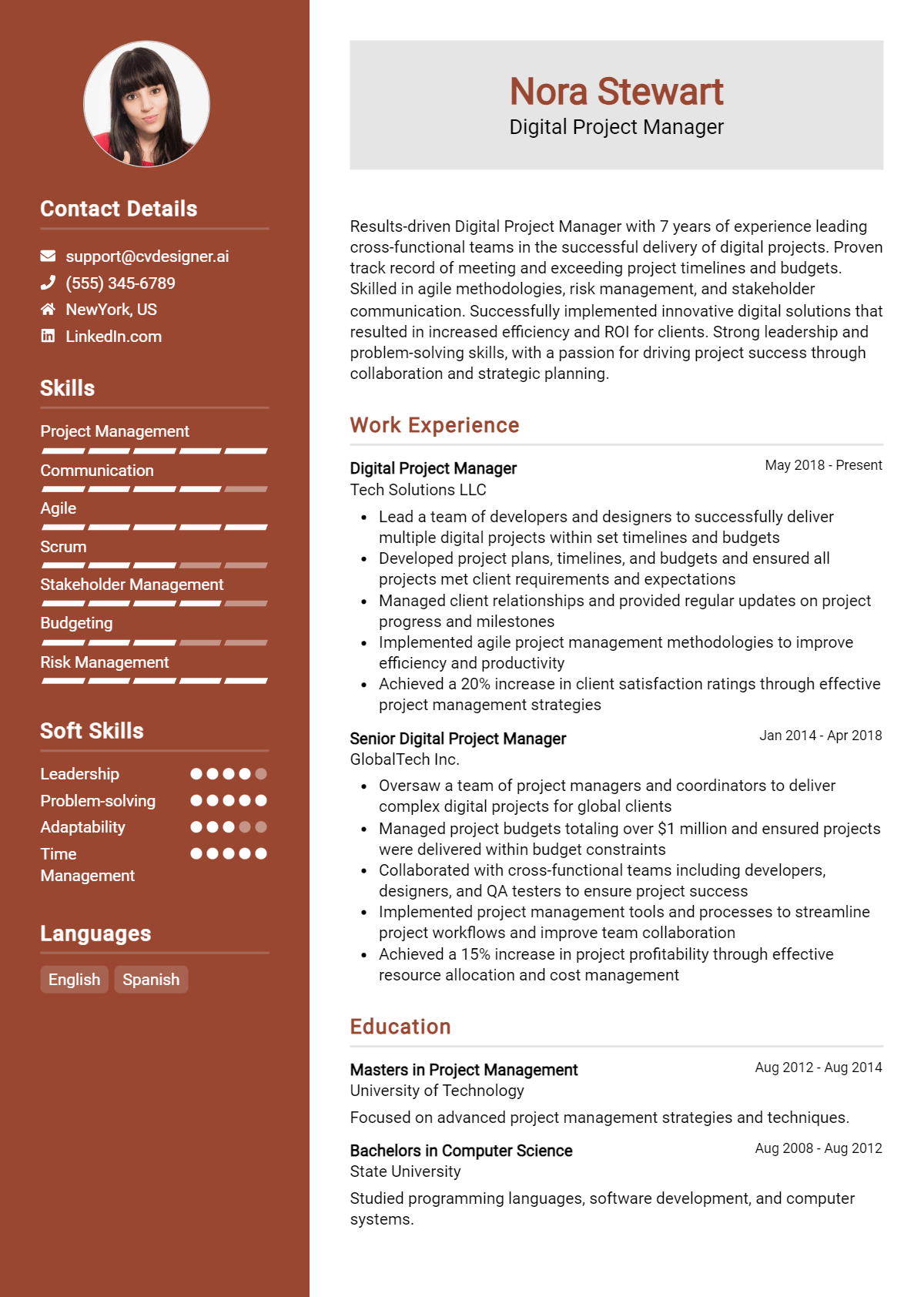Digital Project Manager Resume Example