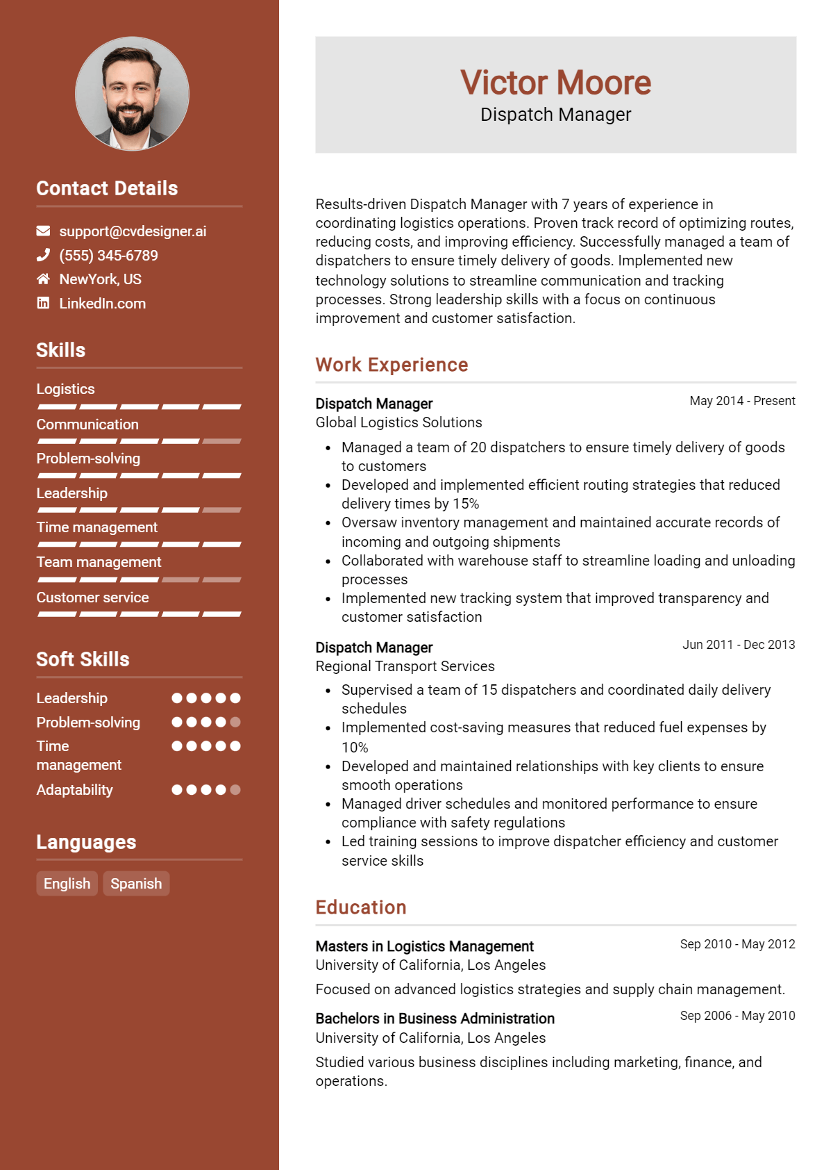 Dispatch Manager Resume Example