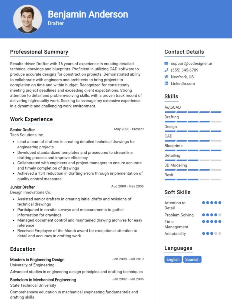 Drafter CV Example For 2025: Top Tips & Samples