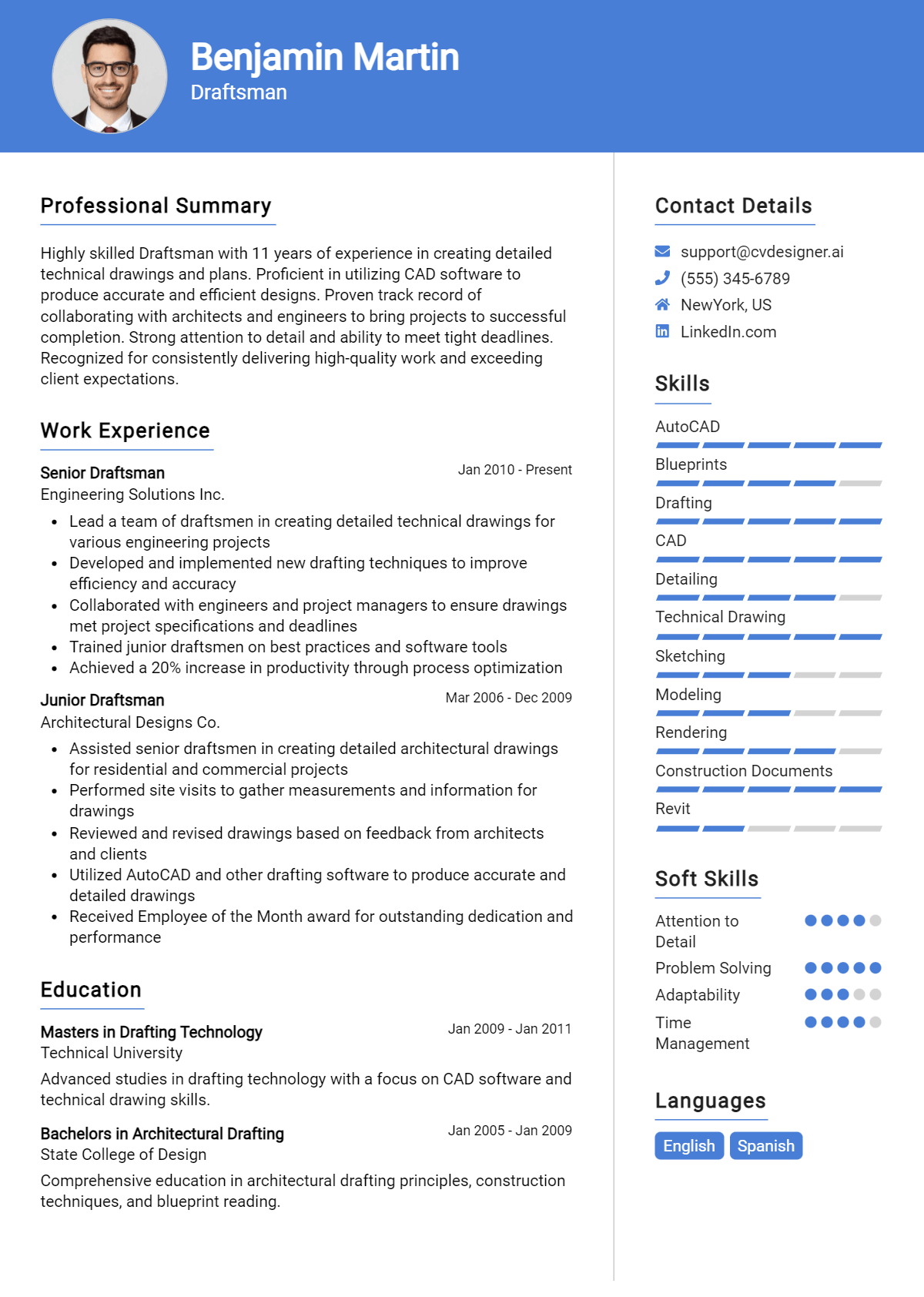 Draftsman Resume Example