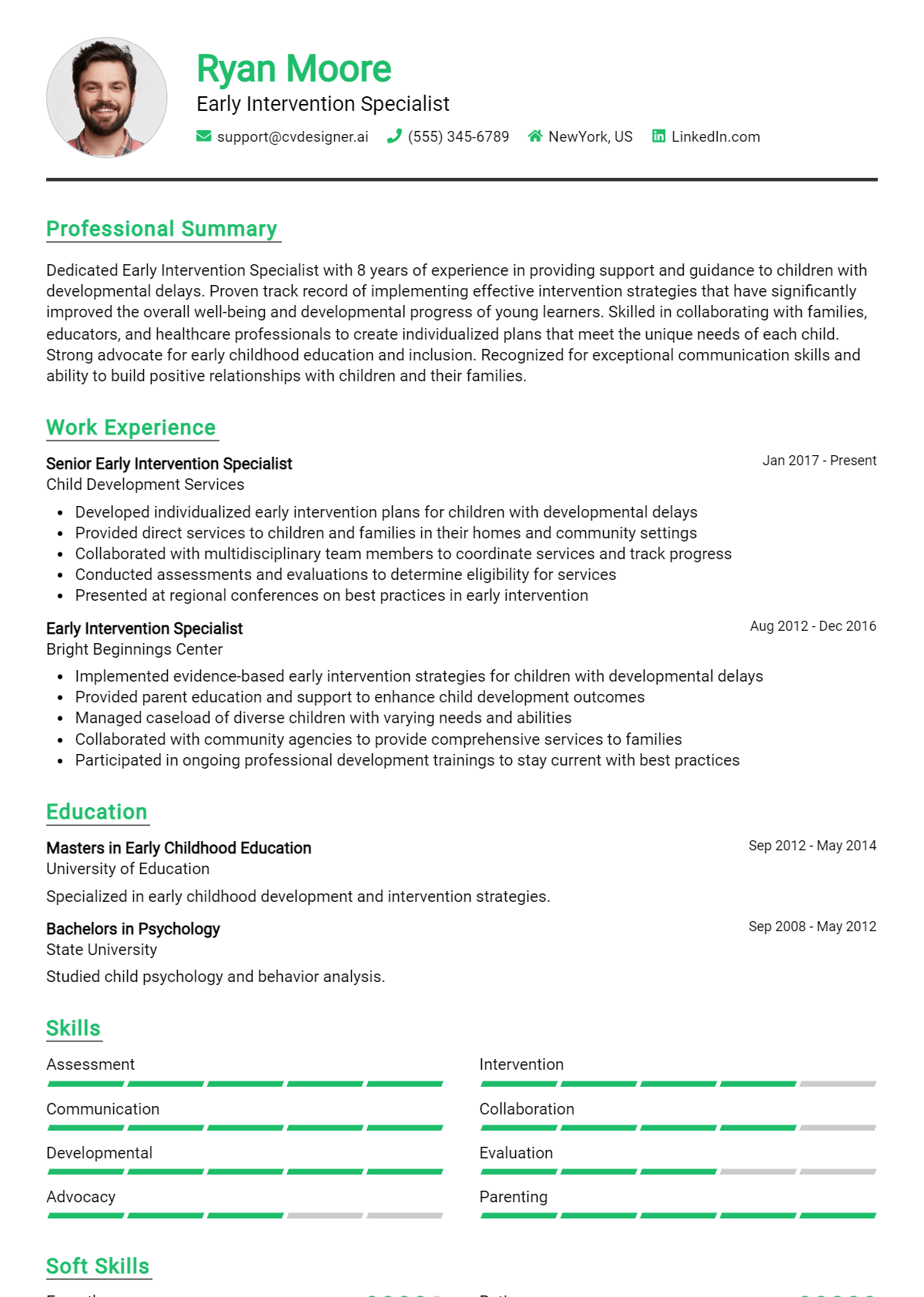 Early Intervention Specialist Resume Example