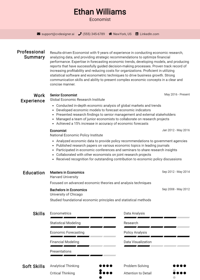 Economist Resume Example for 2025: Free Downloadable Templates