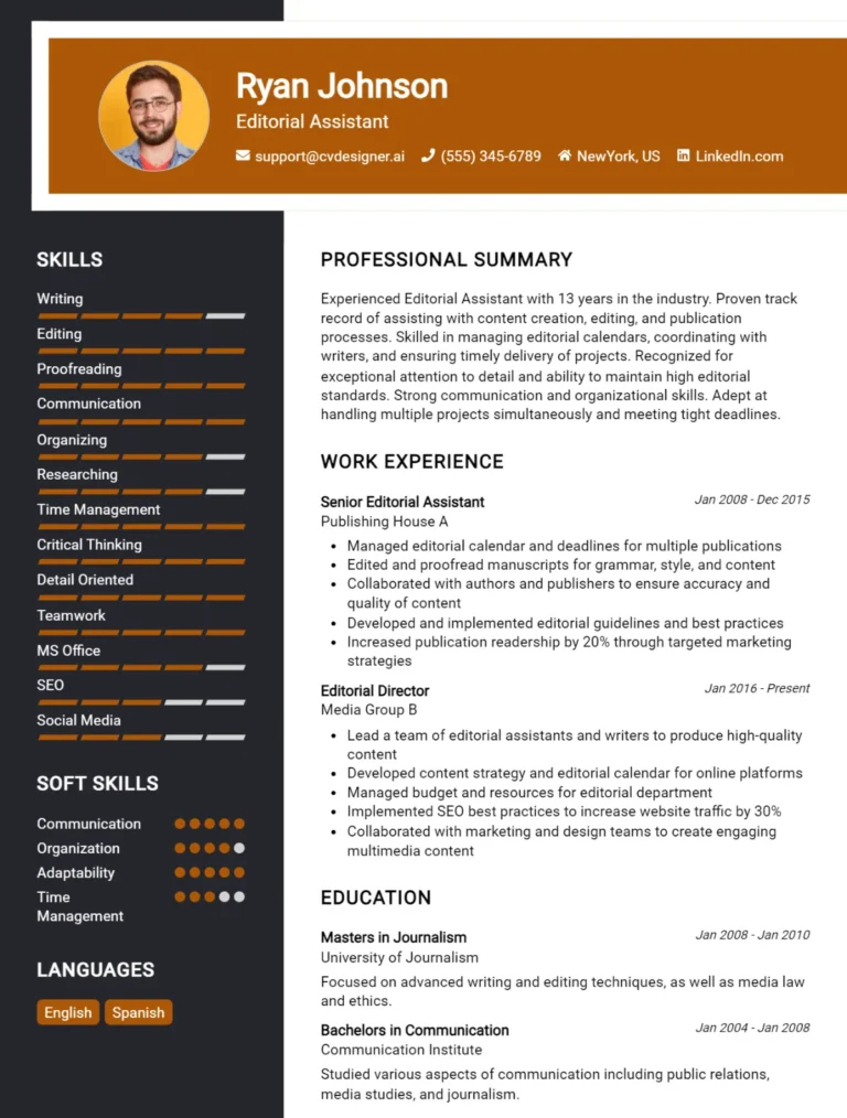 Editorial Assistant CV Example For 2025: Top Tips & Samples