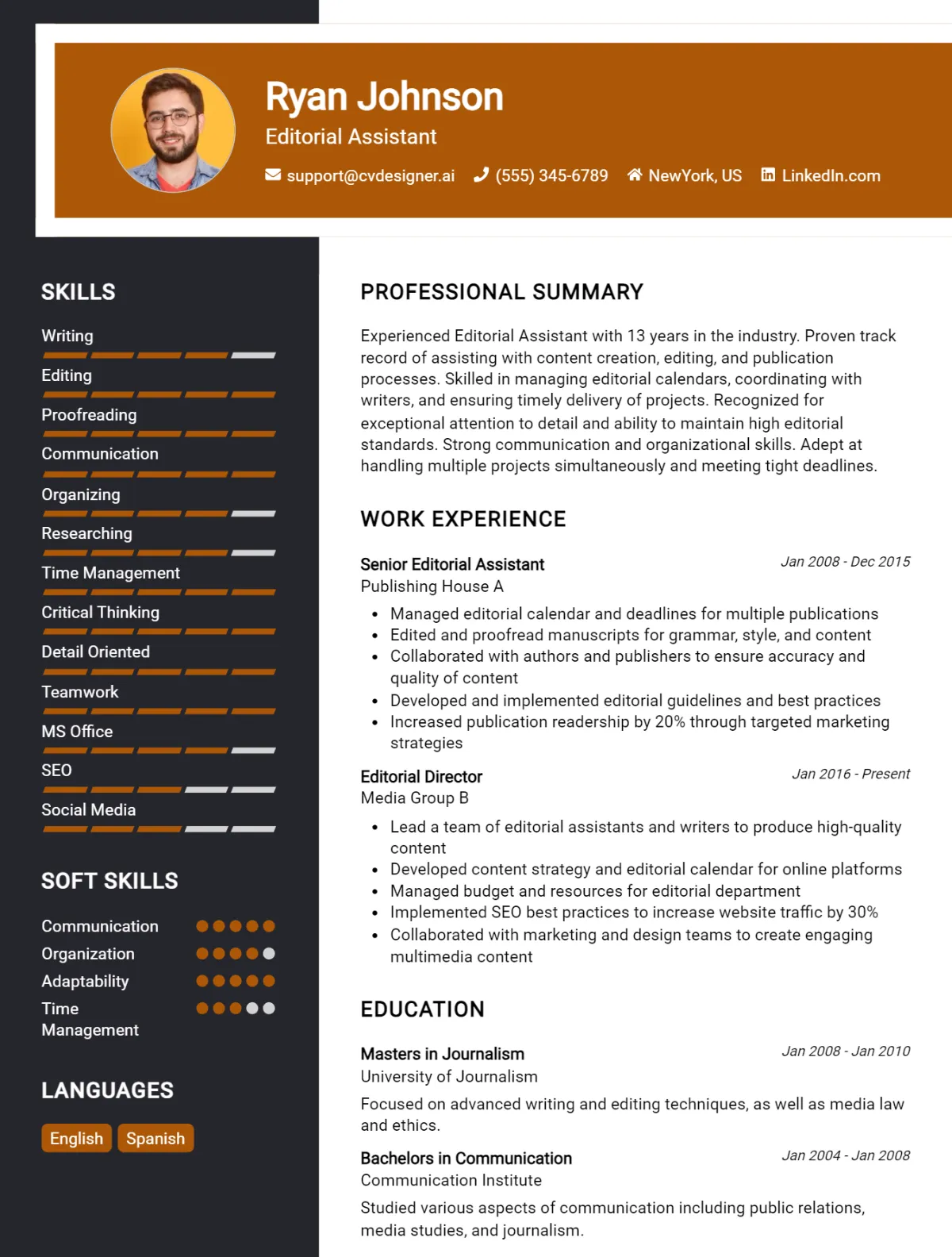 Editorial Assistant CV Example