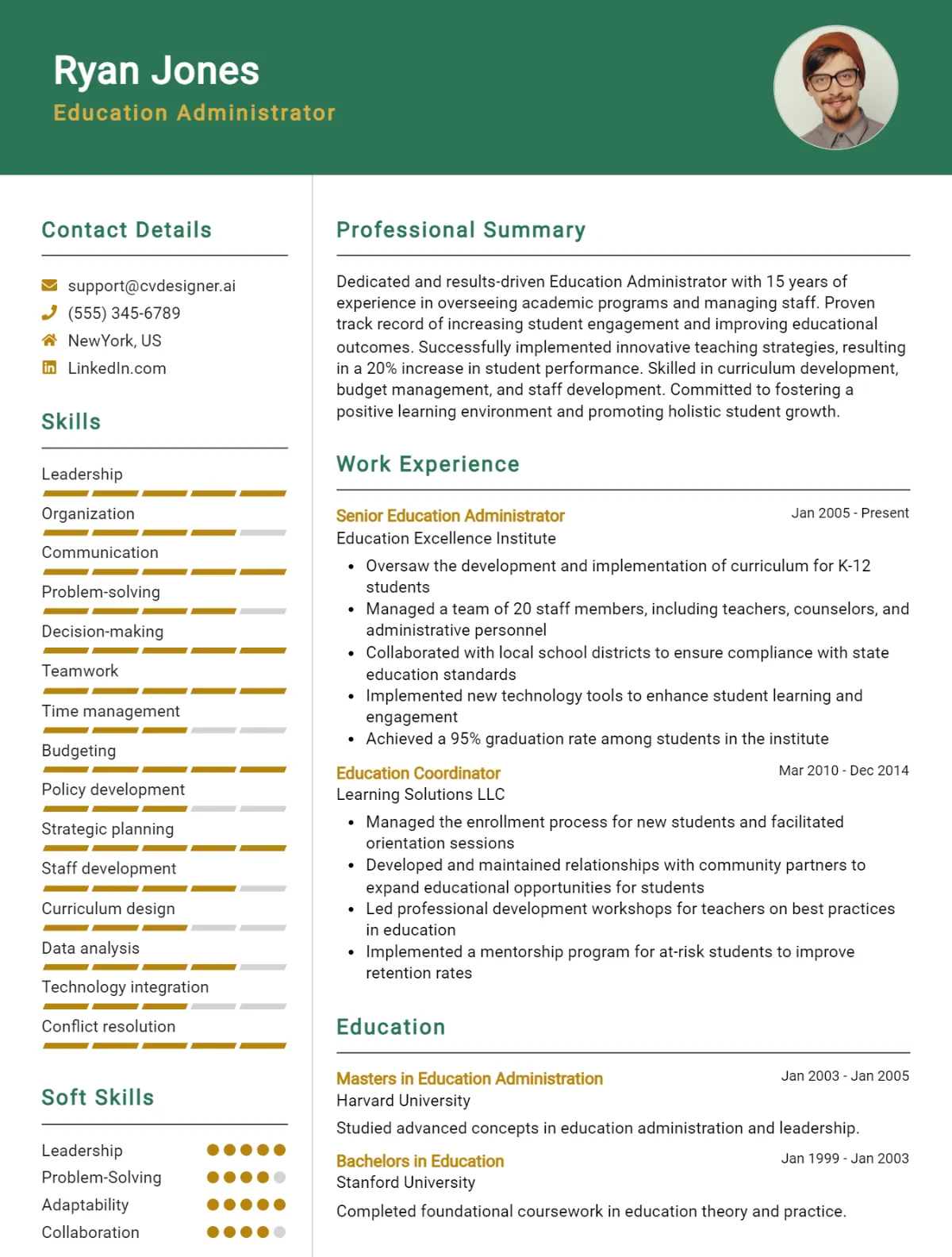 Education Administrator CV Example