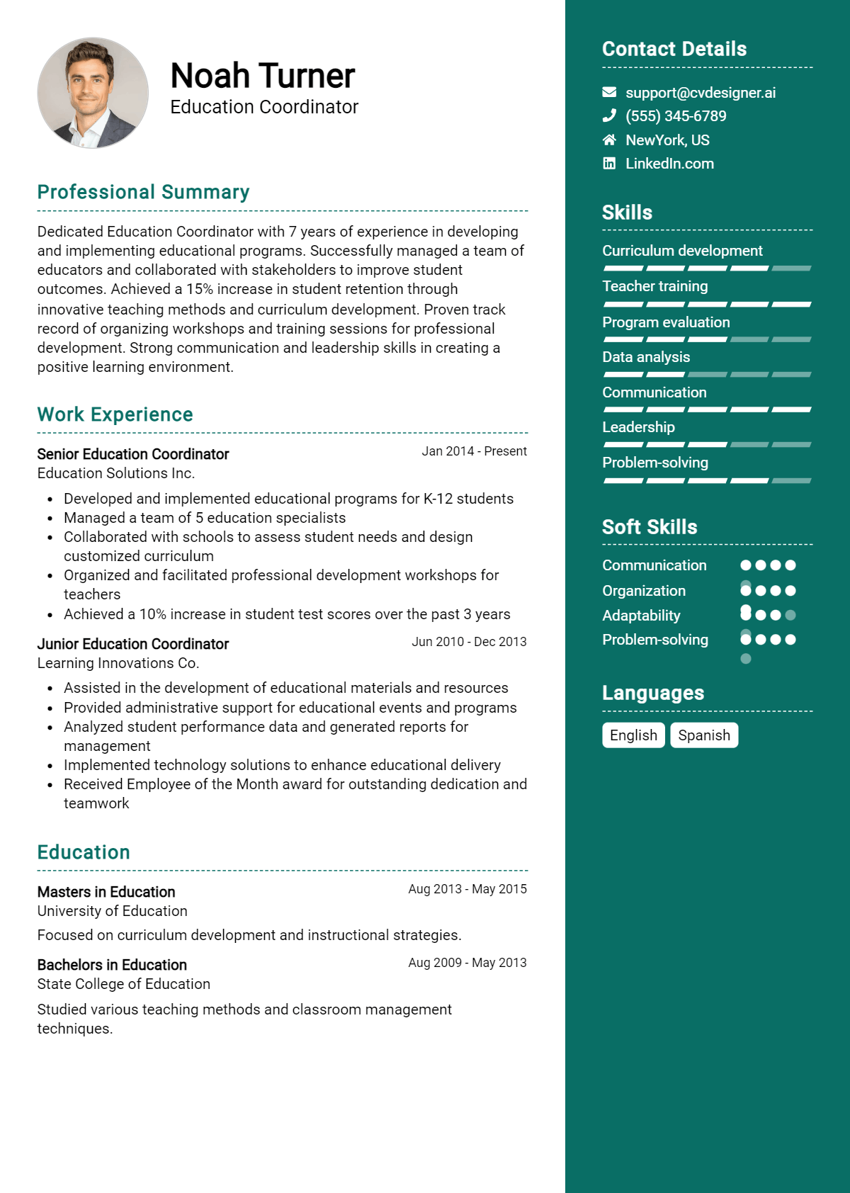Education Coordinator Resume Example