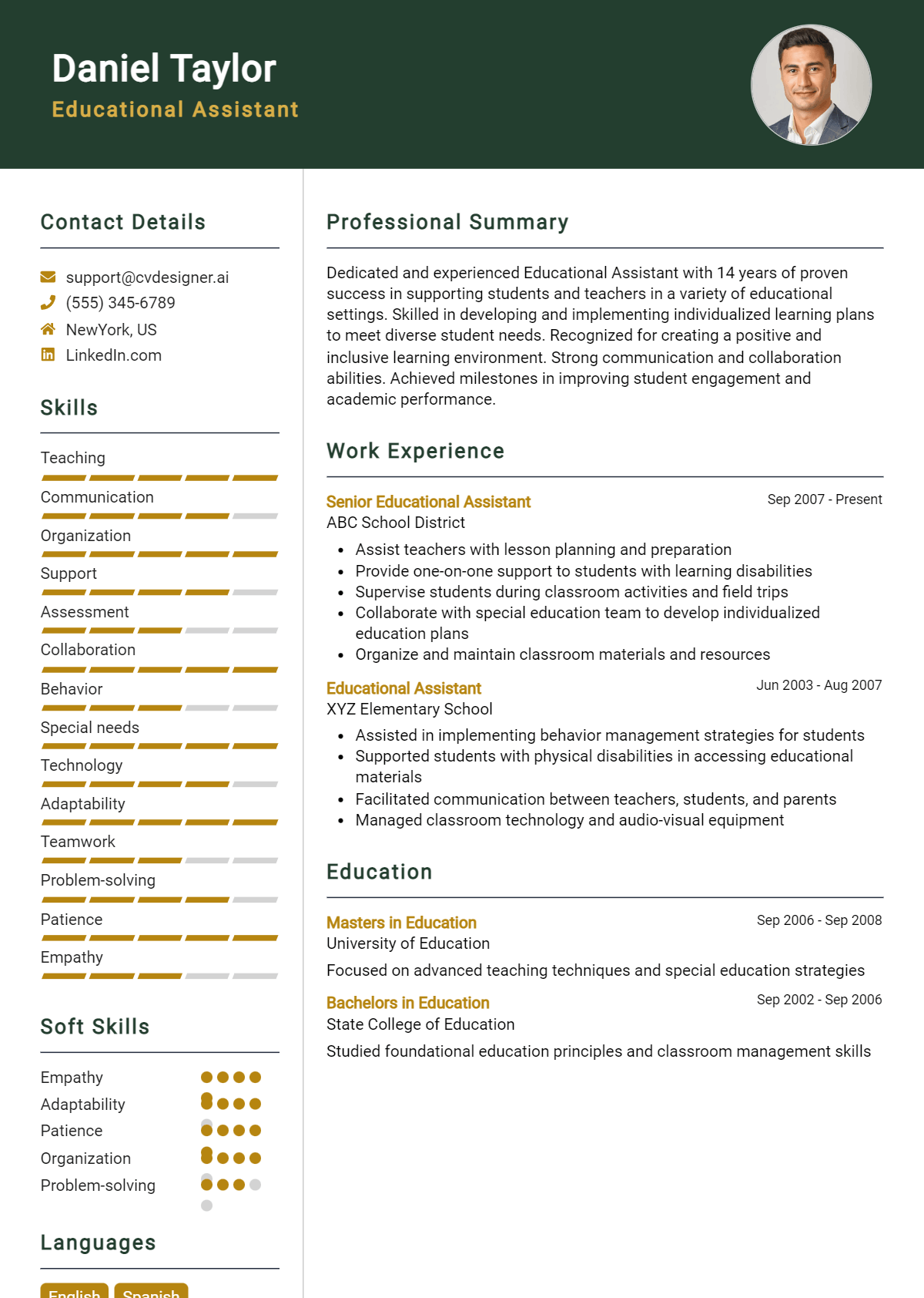 Educational Assistant Resume Example