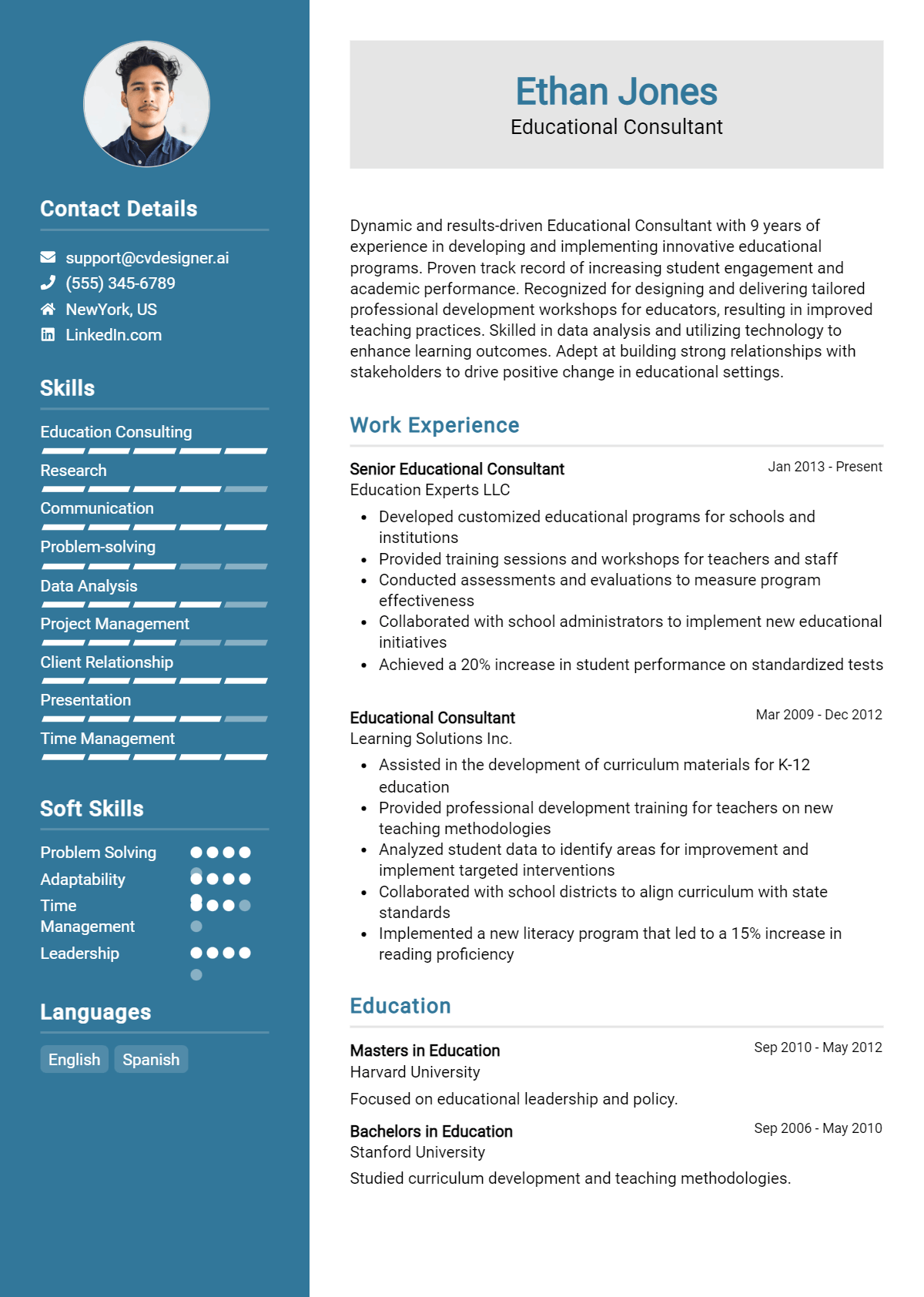 Educational Consultant Resume Example