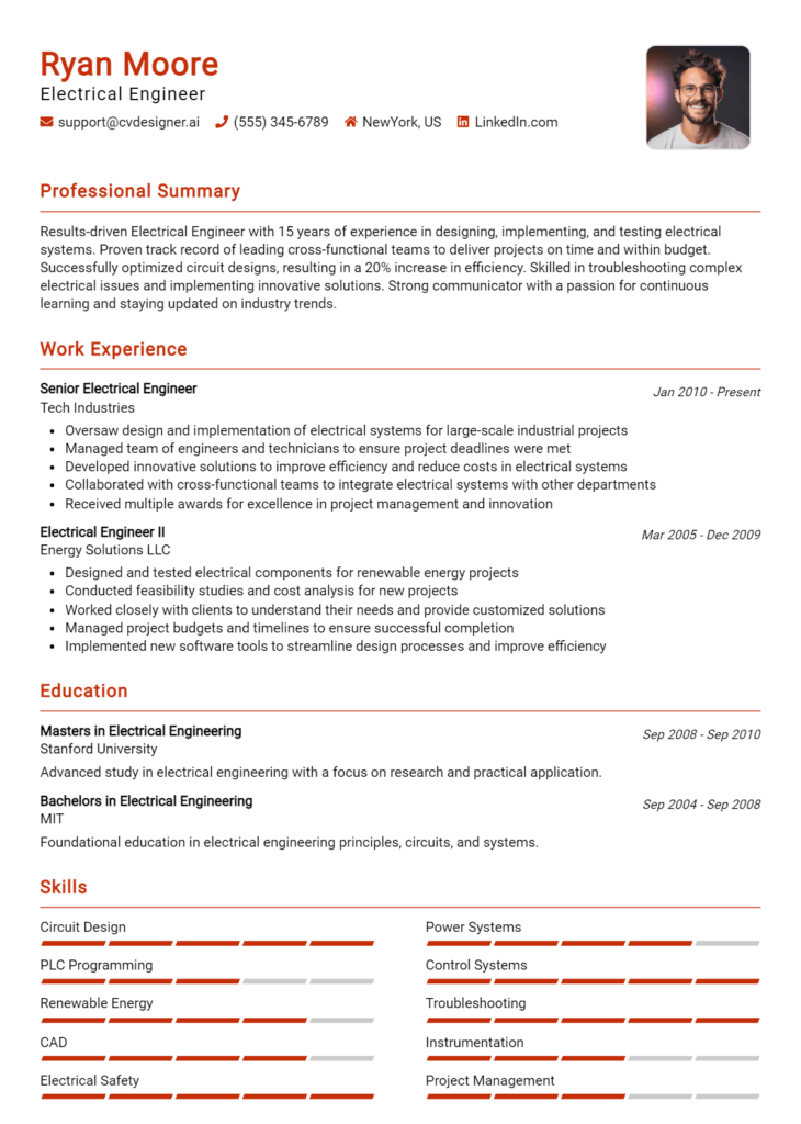 9 Senior Electrical Engineer Resume Examples And Templates for 2024 ...