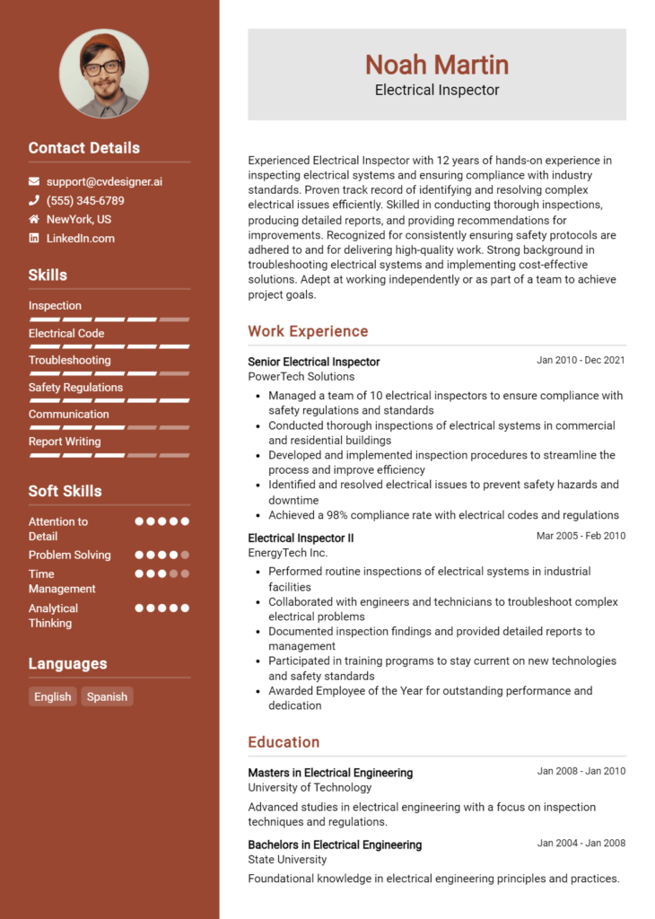 Electrical Inspector Resume Example