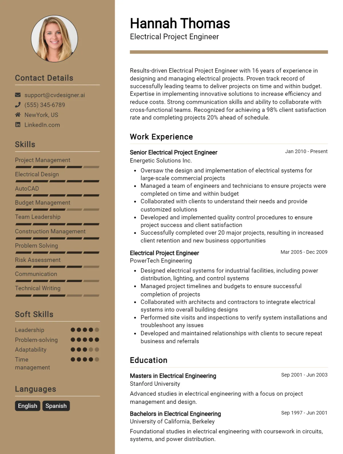 Electrical Project Engineer CV Example