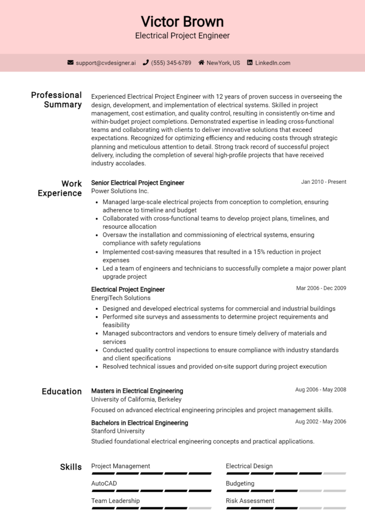 9 Electrical Designer Resume Examples And Templates for 2024 ...