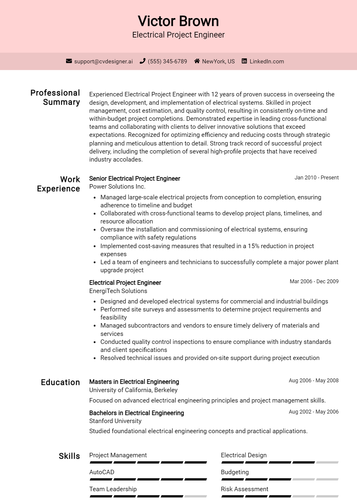 9 Electrical Project Engineer Resume Examples And Templates for 2024 ...