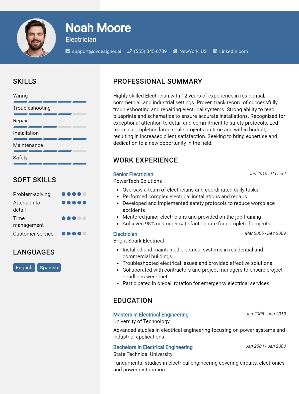 Electrician CV Example (1)