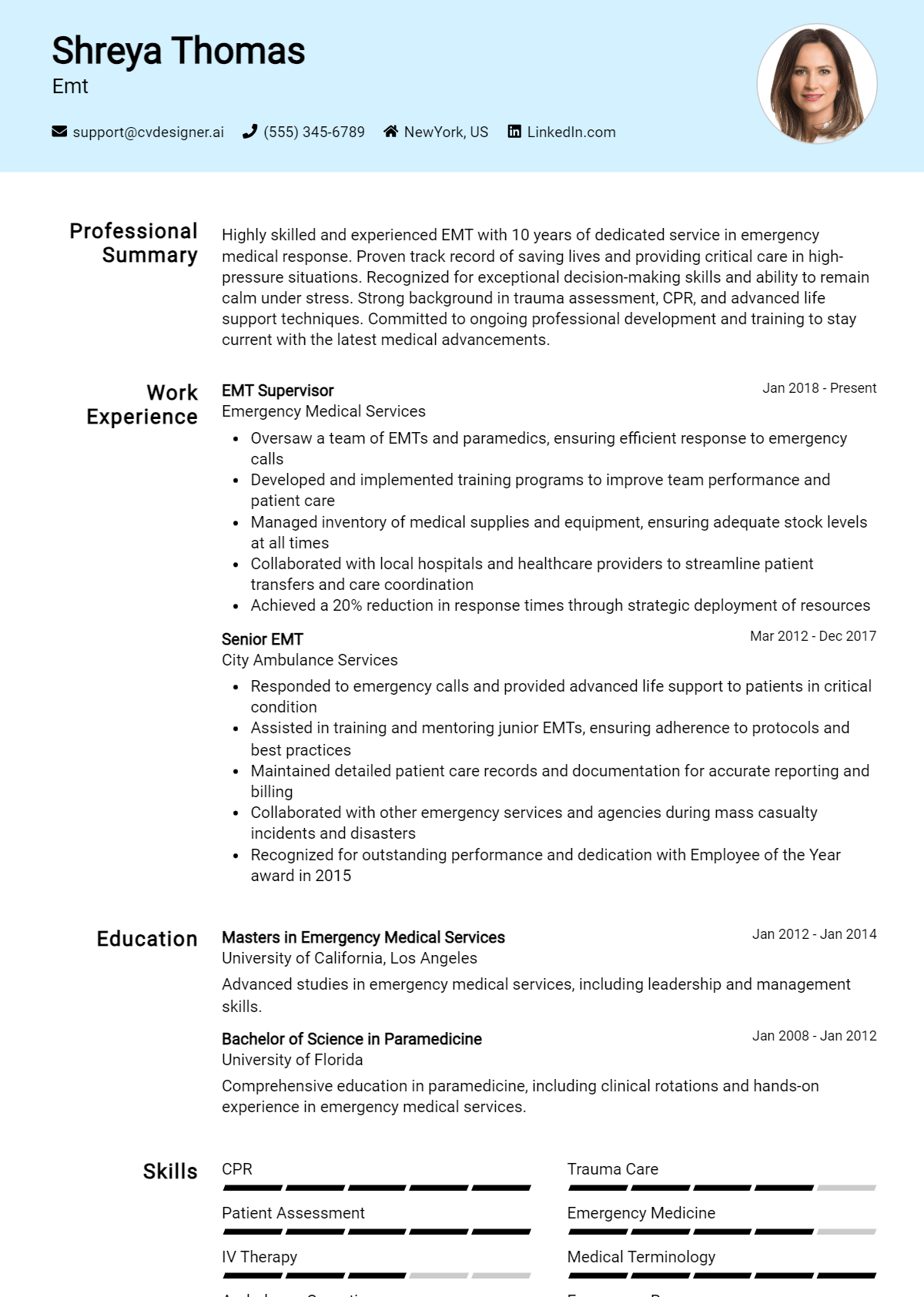 Emt Resume Example