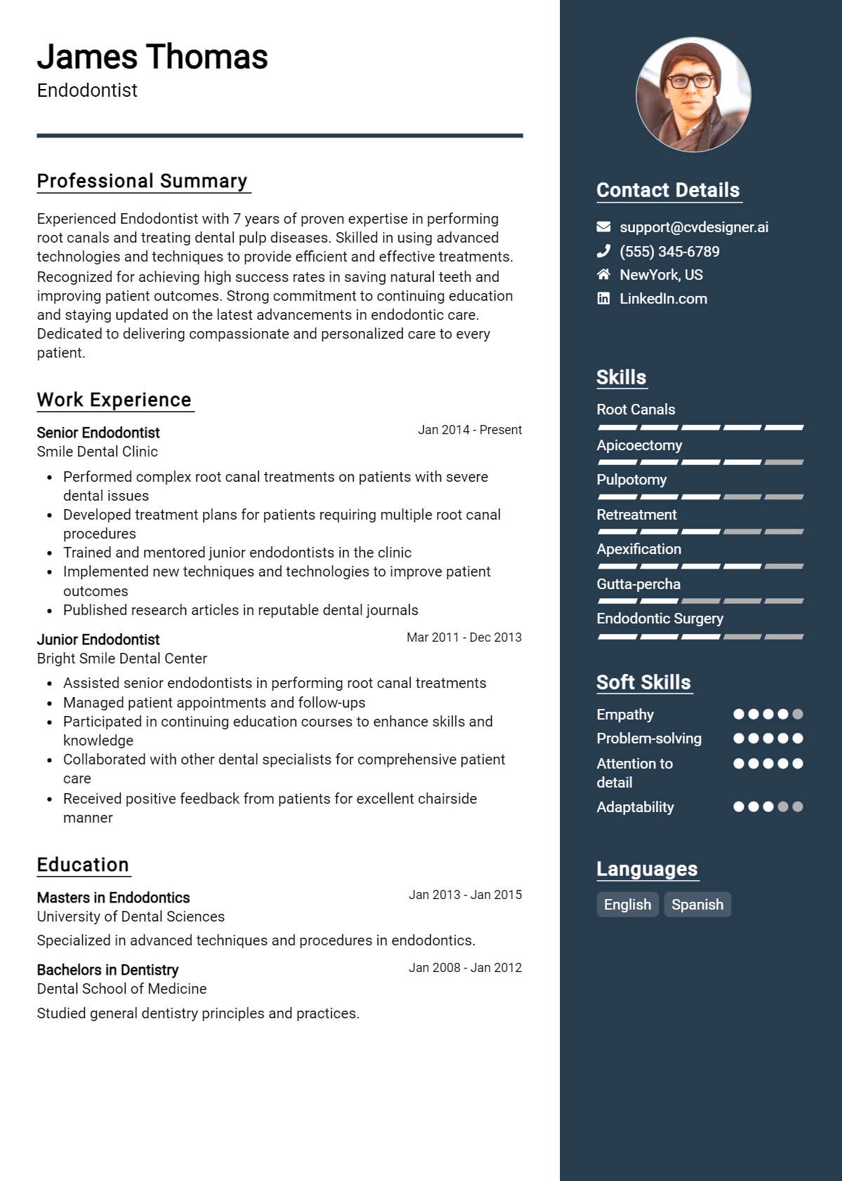 Endodontist Resume Example