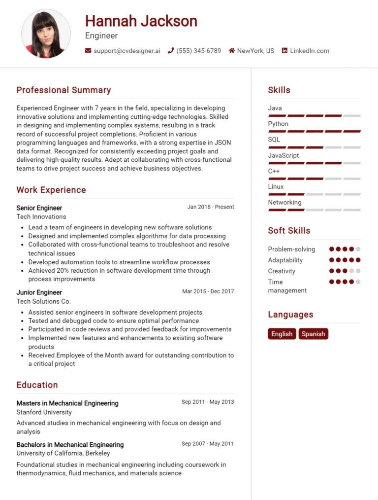 32 Engineer CV Examples And Free Templates For 2025