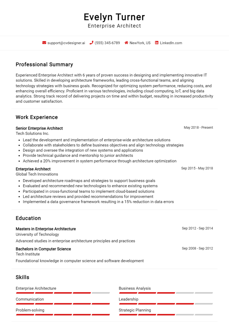 16 Enterprise Architect Resume Examples And Templates for 2025