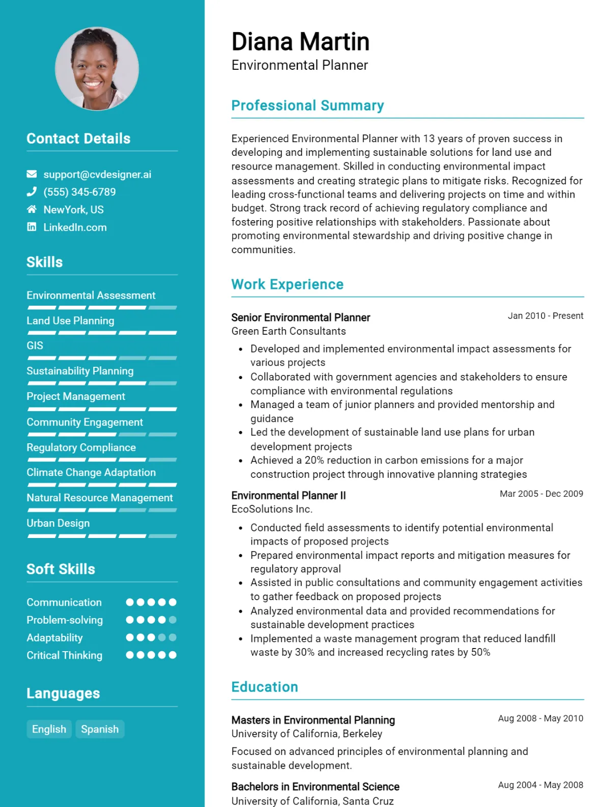 Environmental Planner CV Example