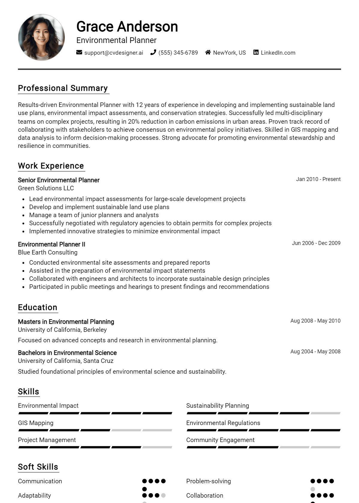 Environmental Planner Resume Example