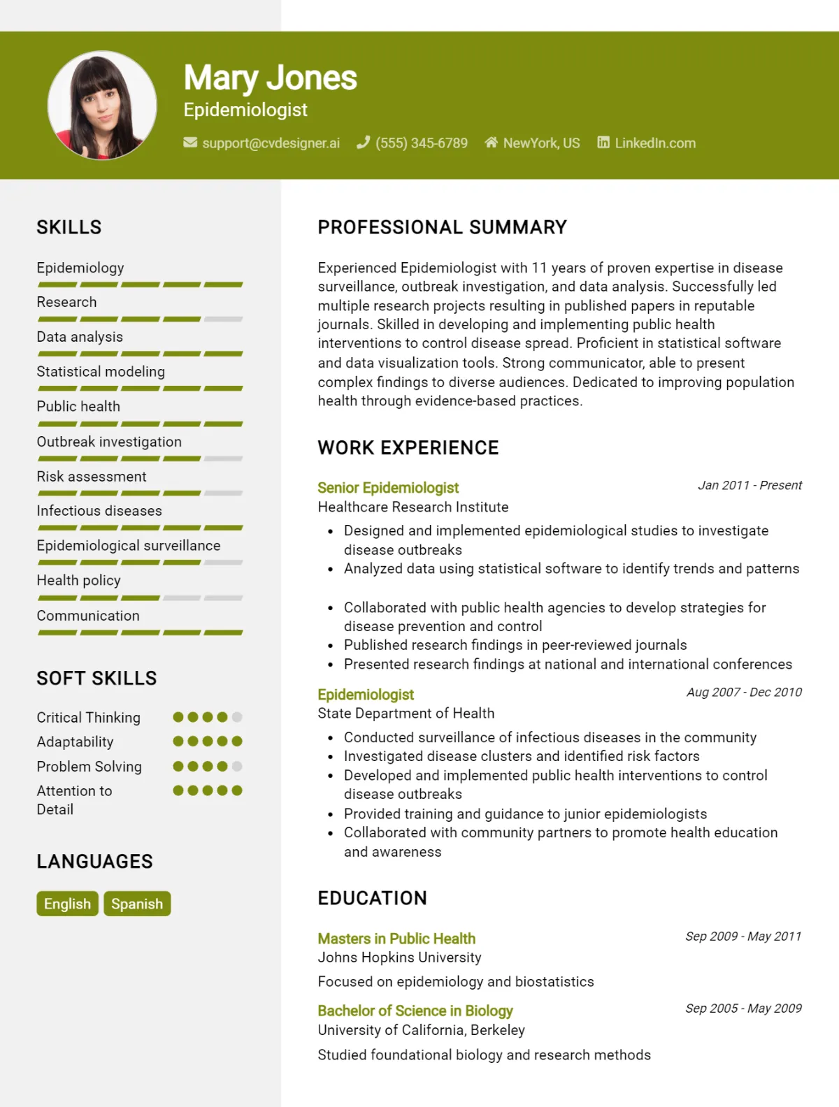 Epidemiologist CV Example