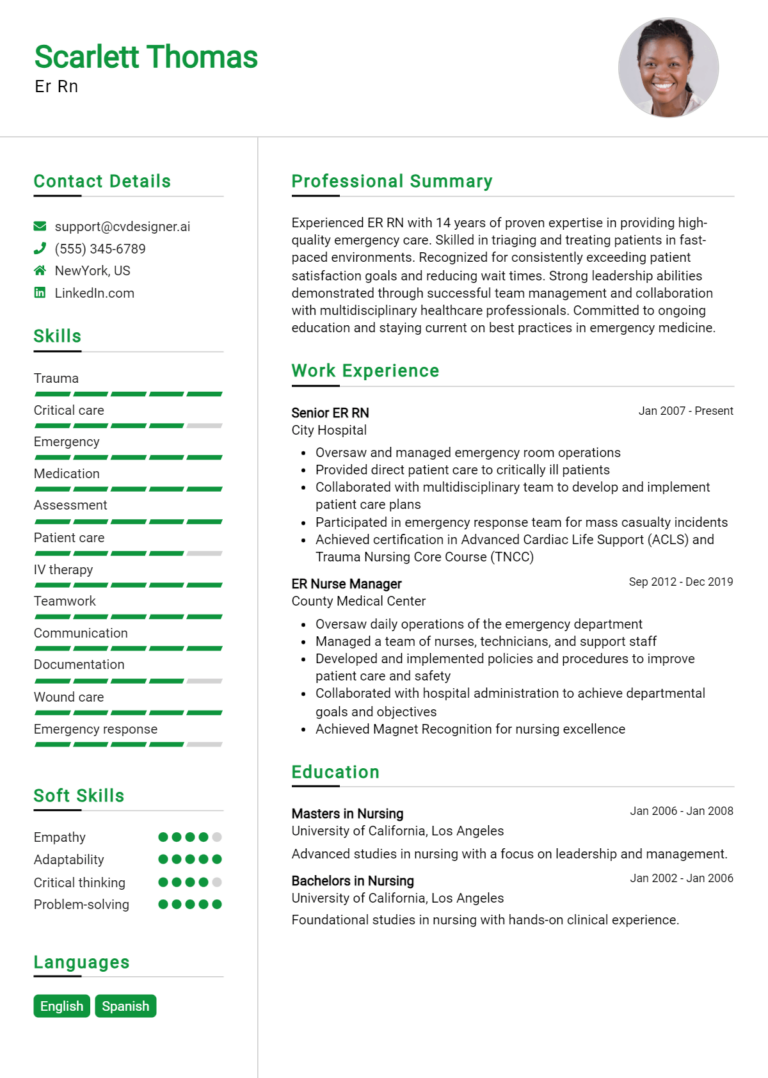 ER Rn Resume Example for 2025: Ultimate Guide
