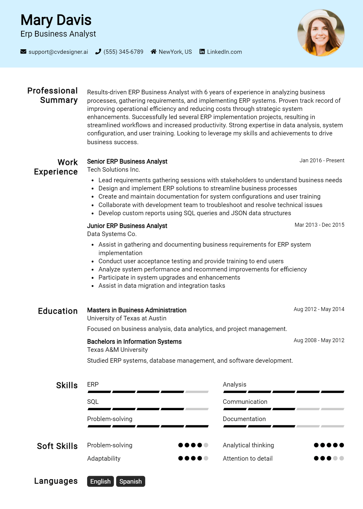 Erp Business Analyst Resume Example