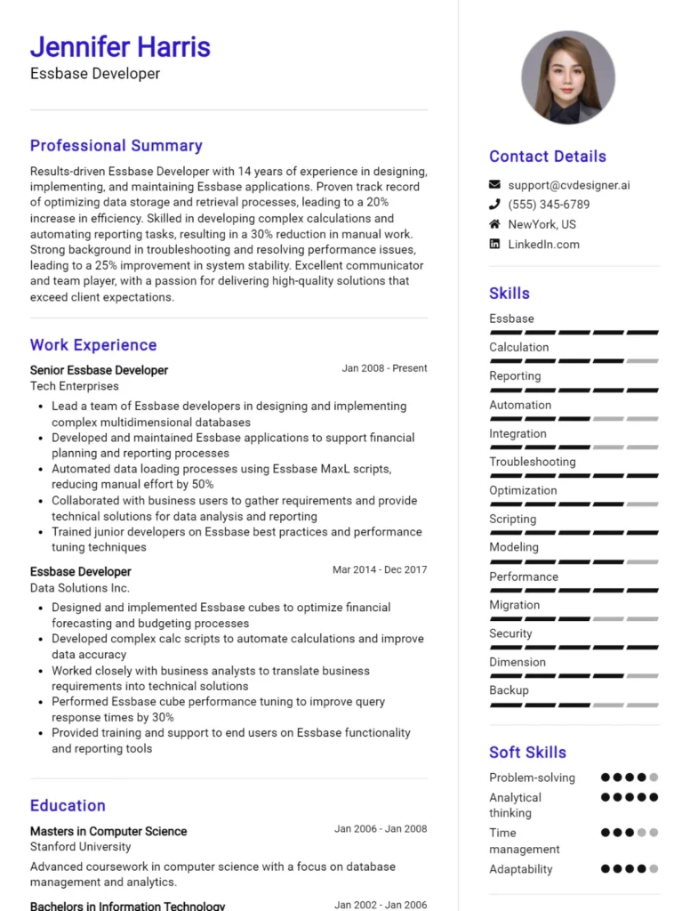 Essbase Developer CV Example