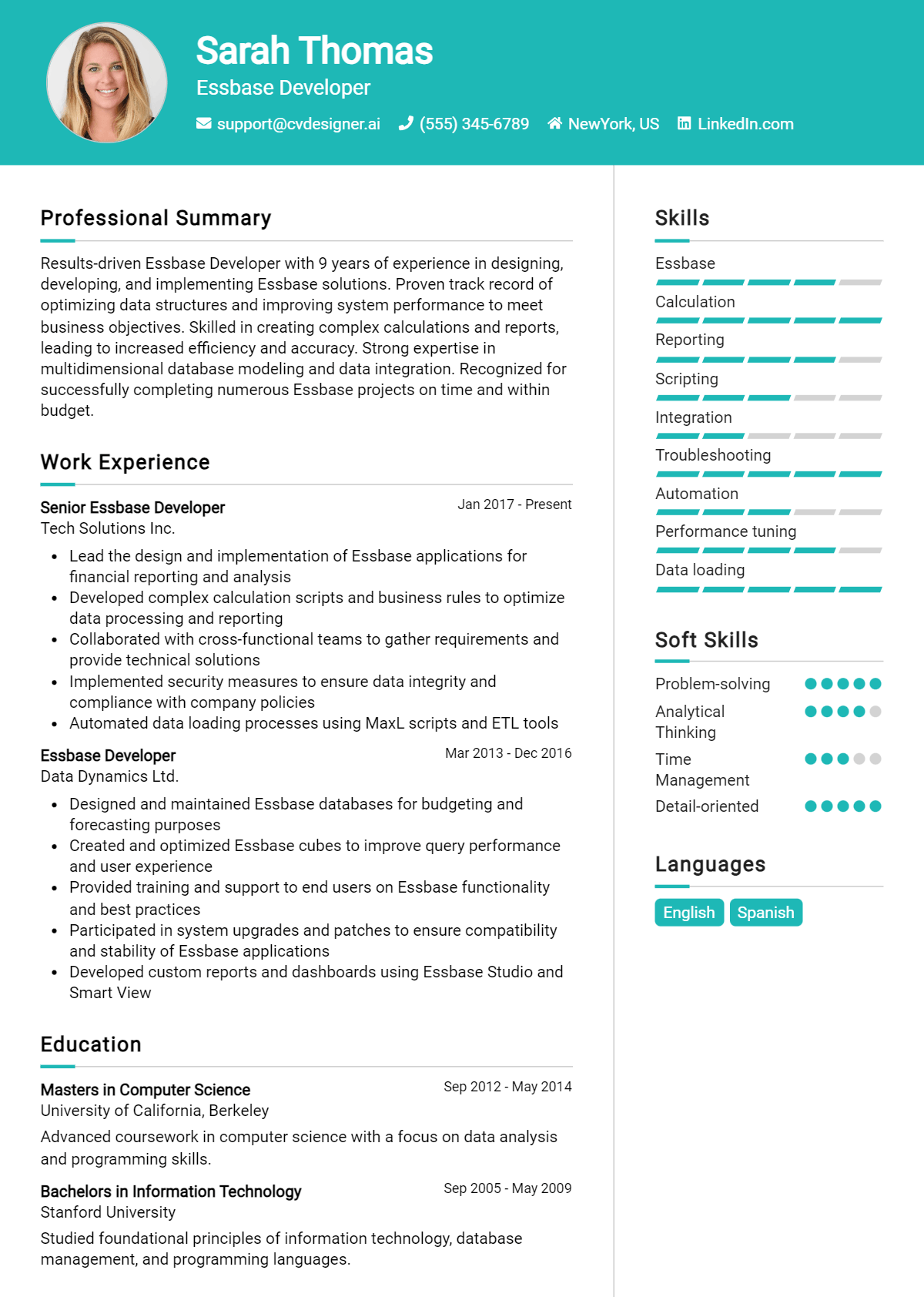 Essbase Developer Resume Example