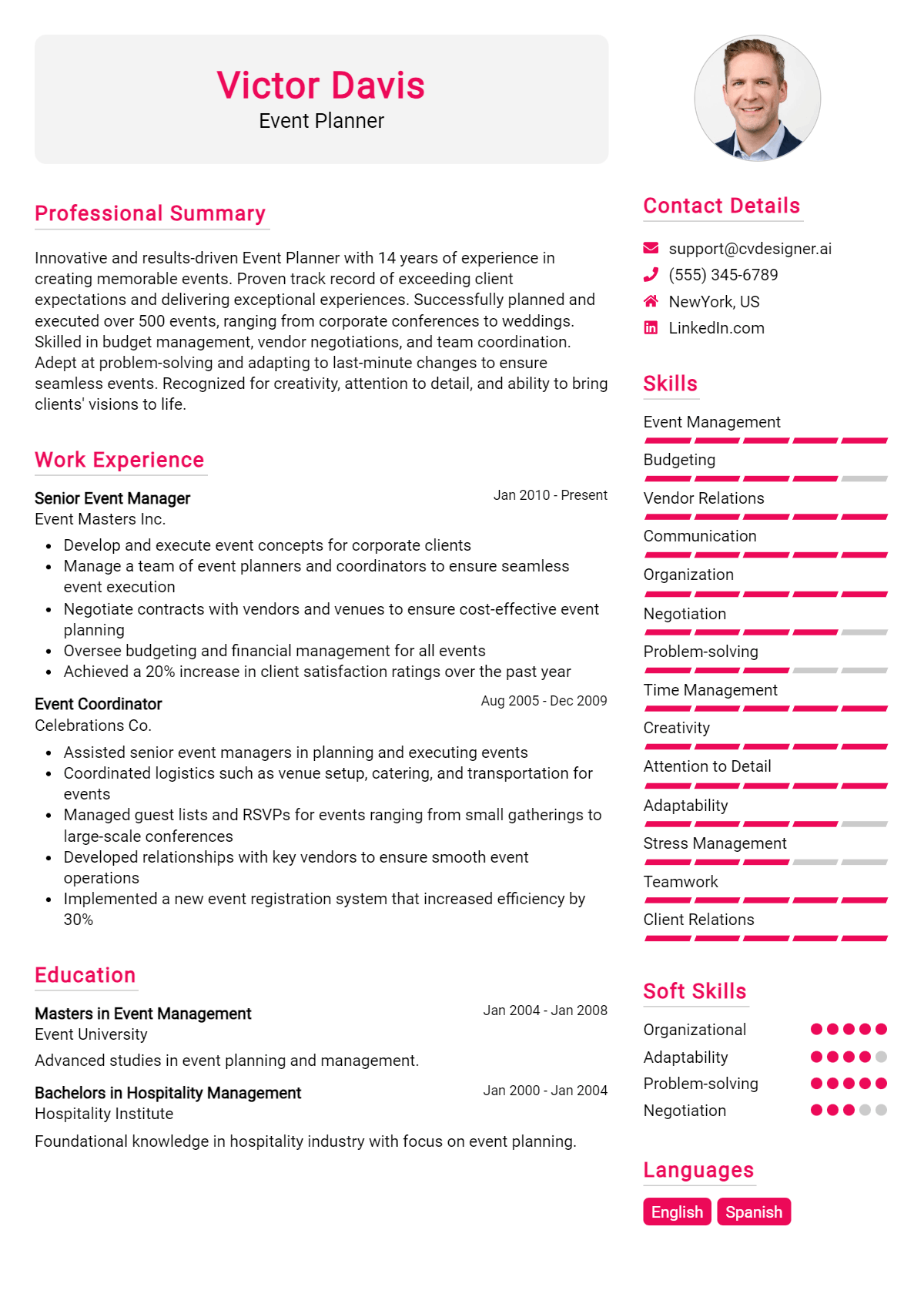 Event Planner Resume Example