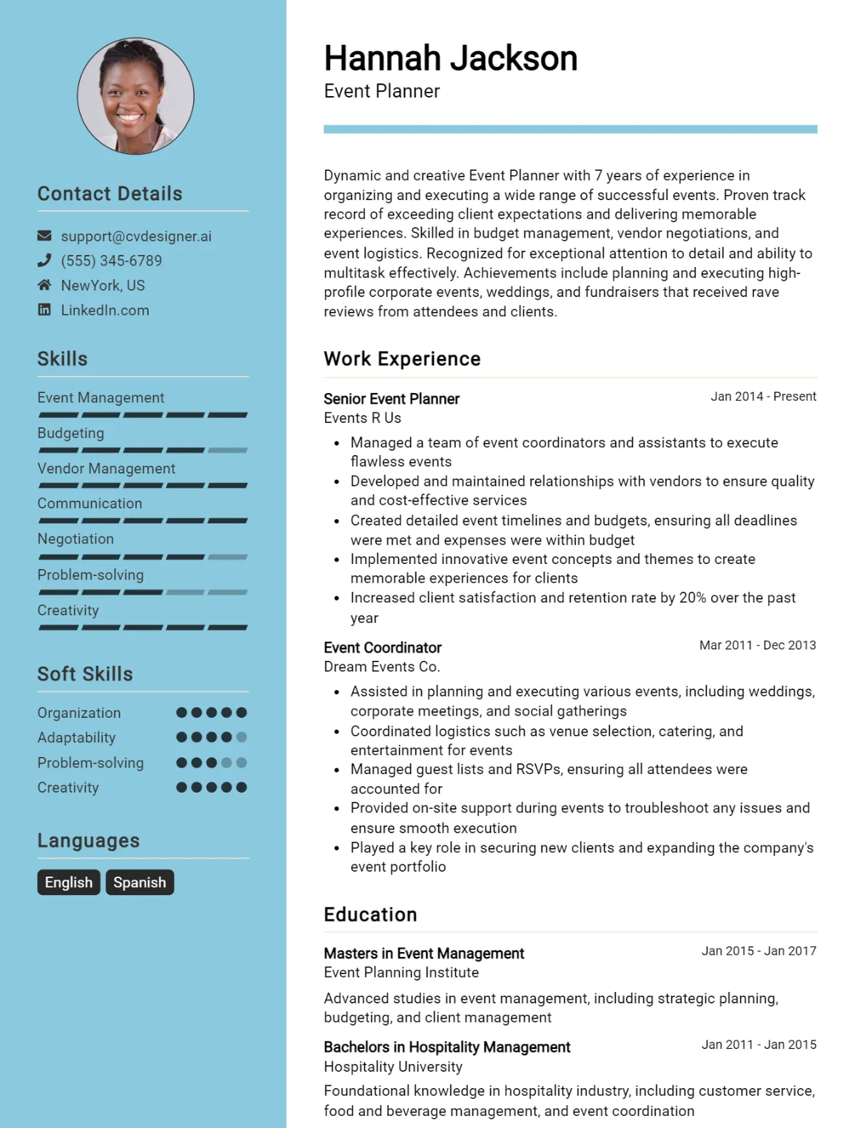 Event Planner CV Example