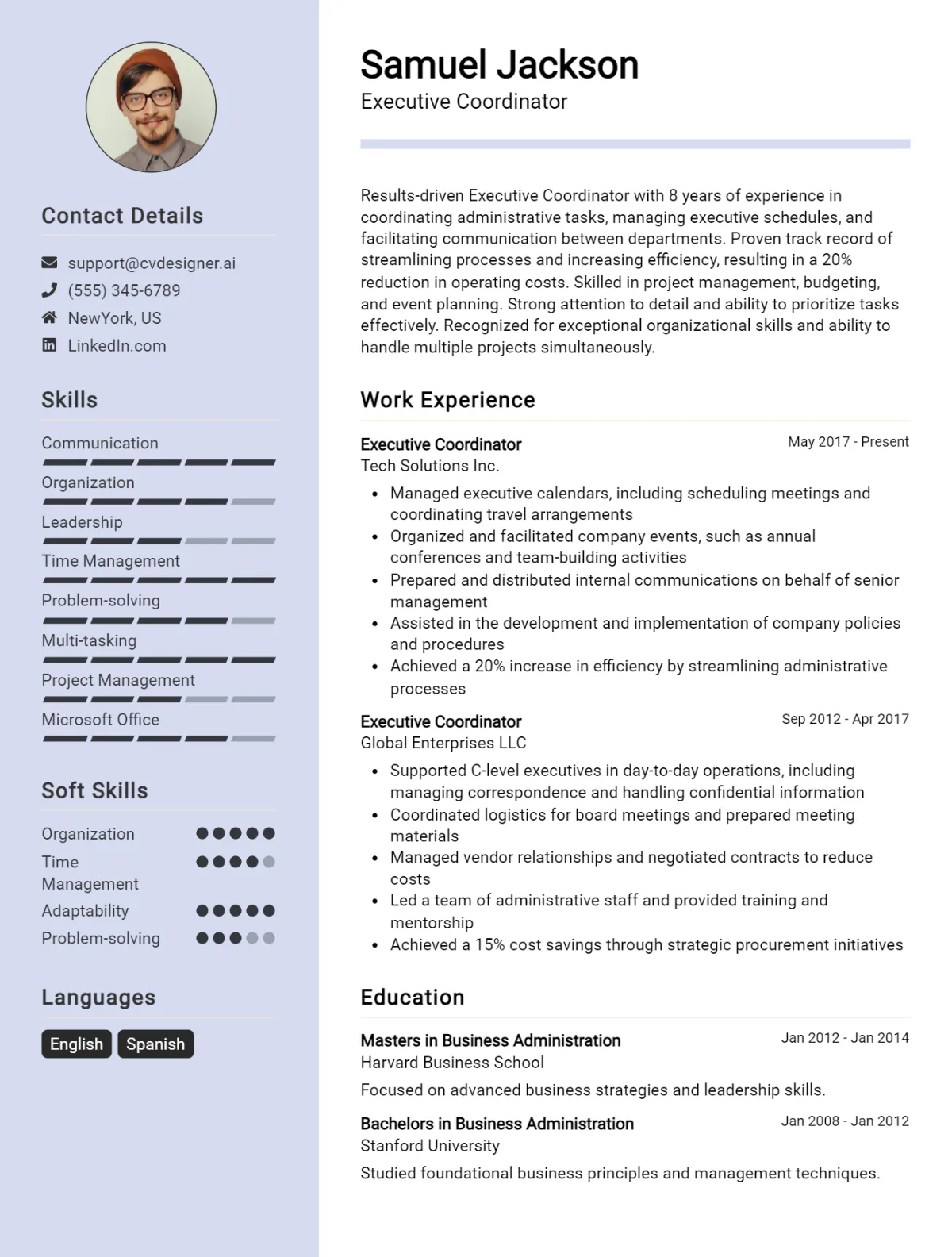 Executive Coordinator CV Example