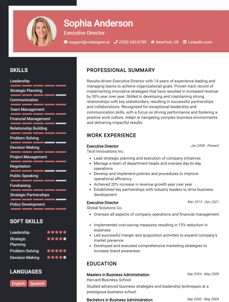 Executive Director CV Example